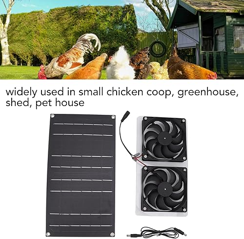 Miniatura 2 de Kit de ventiladores de panel solar, 100 W 12 V alimentado por energía solar, ventilador doble impermeable, ventilador de escape de bajo ruido,
