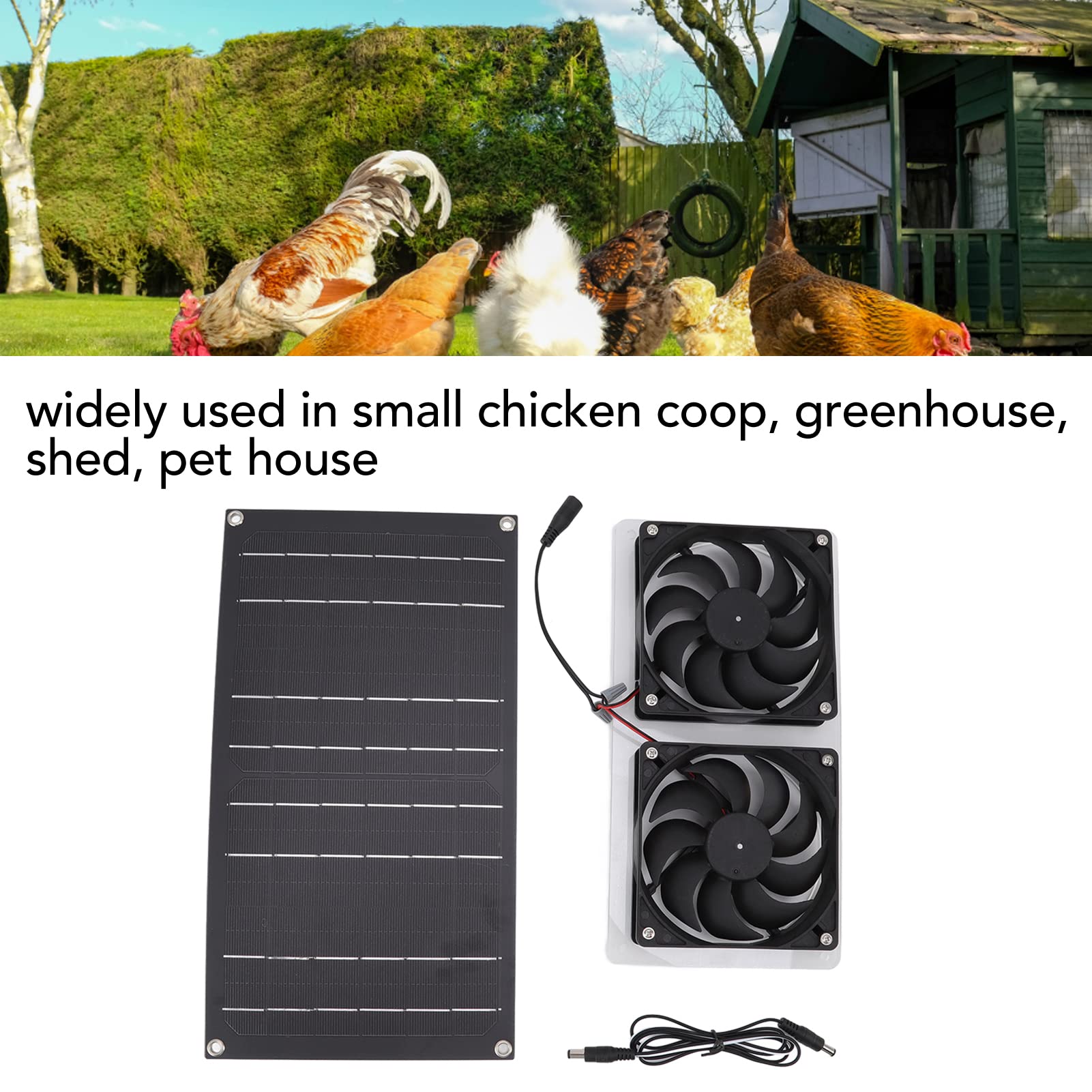 Ventilatore Solare Ejoyous 100W - Impermeabile, Per Serre, Pollai, Case Animali, 3000 Giri/min - Foto 8