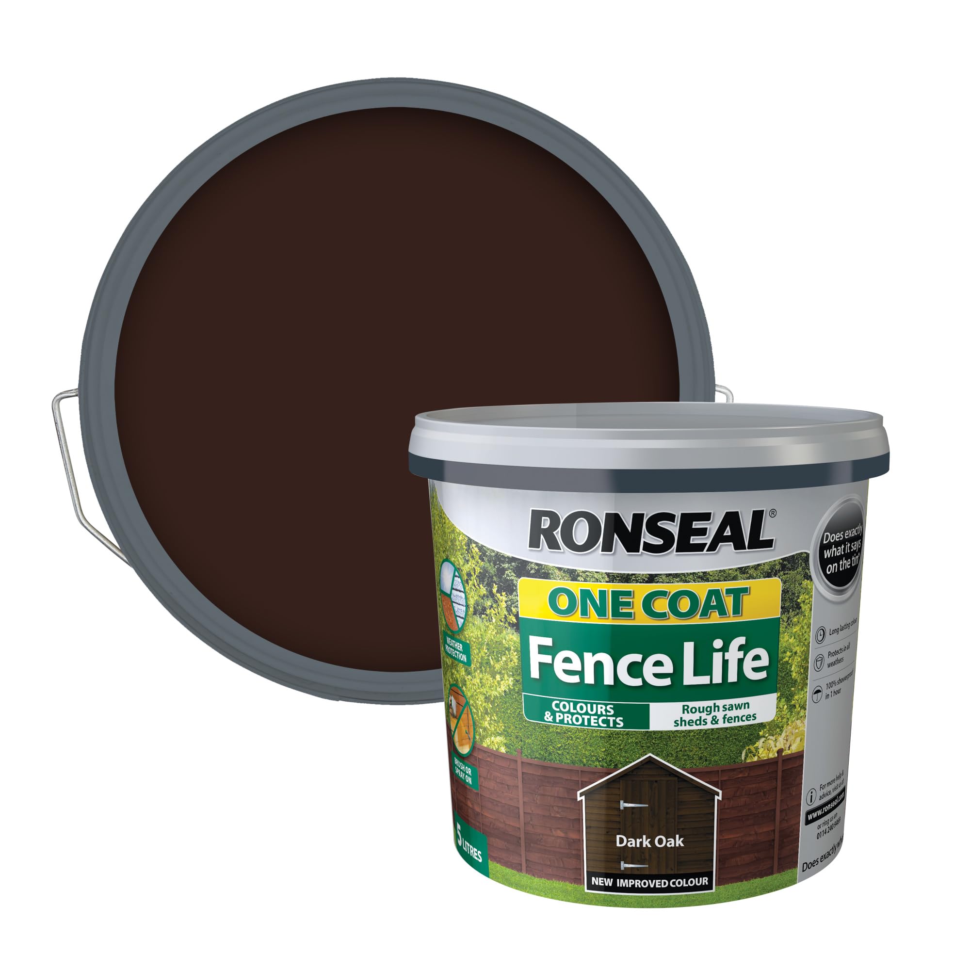 Ronseal One Coat Fence Life Dark Oak 5L