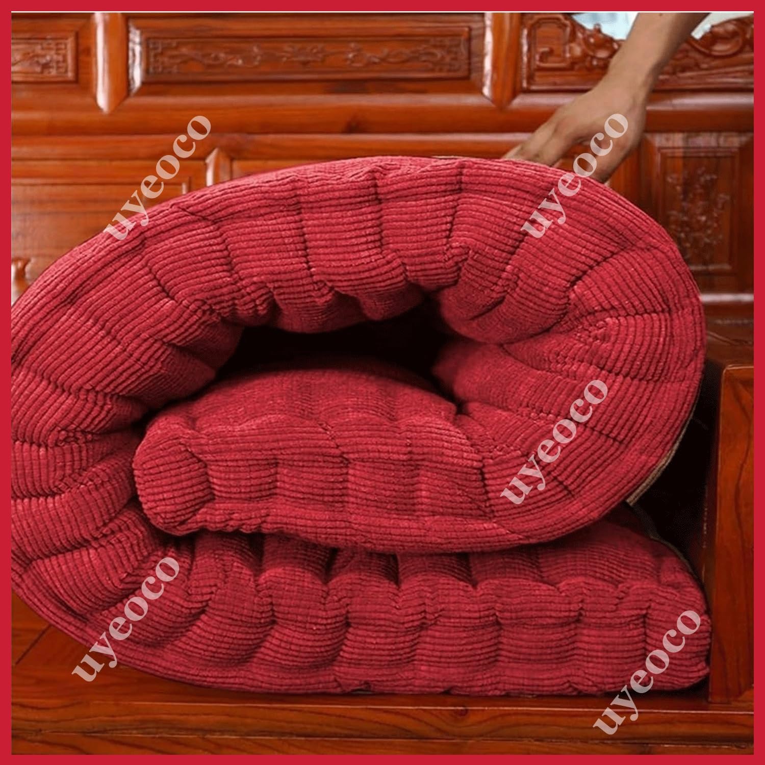 uyeoco 8-10cm Dickes Bankauflage Bankkissen, Sitzkissen Bank Sitzauflage Innen Outdoor, Gute Qualität Waschbare Gartenbank Auflage, Rechteck Sitzkissen Groß Für Stuhl Boden Bürostuhl(@8,40x120cm)