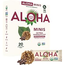ALOHA Organic Plant Based Protein Bar MINIS | Oatmeal Chocolate Chip | GLP-1 Friendly, 20 Count, 24g Bars | Vegan, Low Sugar, Gluten Free, Low Carb, Non-GMO, No Stevia, No Soy, No Sugar Alcohols