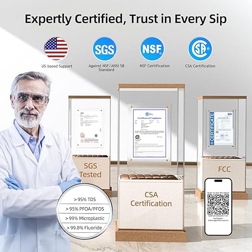 Miniatura 6 de MIZUDO Sistema de ósmosis inversa sin tanque 800GPD, sistema de filtración de agua RO sin tanque de 9 etapas debajo del fregadero, 31 puro para