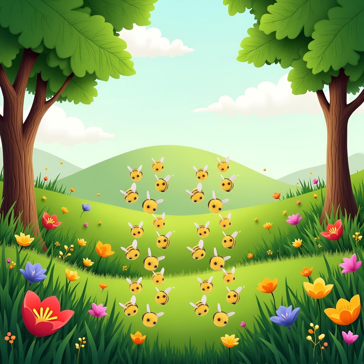 SelHeng 30 Pcs Felt Bees for Crafts Cute Pom Pom Bees Small Felt Craft Balls Mini Bees Figures for Decorations DIY Supplies Felt Applique Kits