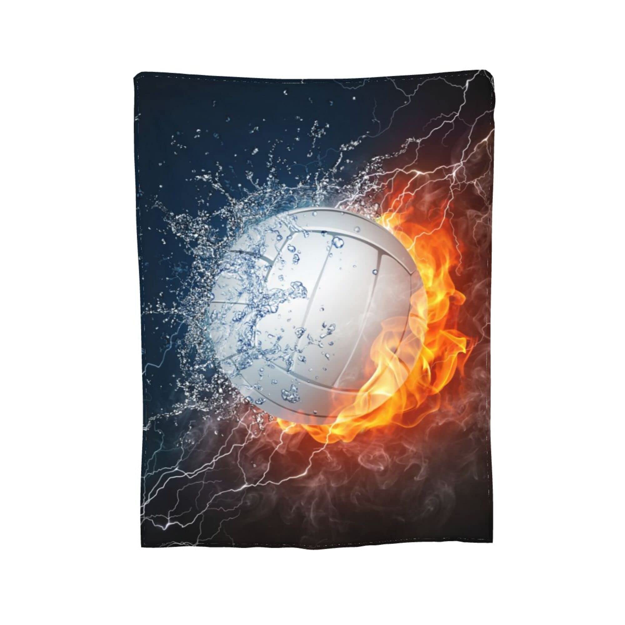 Volleyball Ball in Fire Throw Blanket Fun Super Soft Warm Bed Blankets for Couch Bedroom Sofa Office Car, All Season Cozy Flannel Plush Blanket for