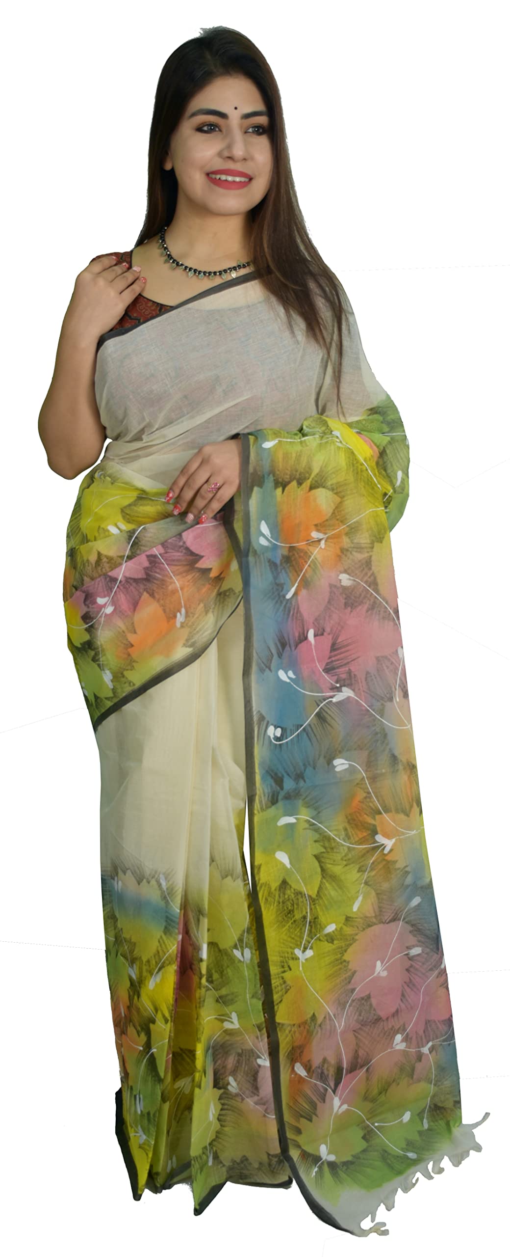 Kheyali BoutiqueHand Painted Tant Cotton Saree for Women