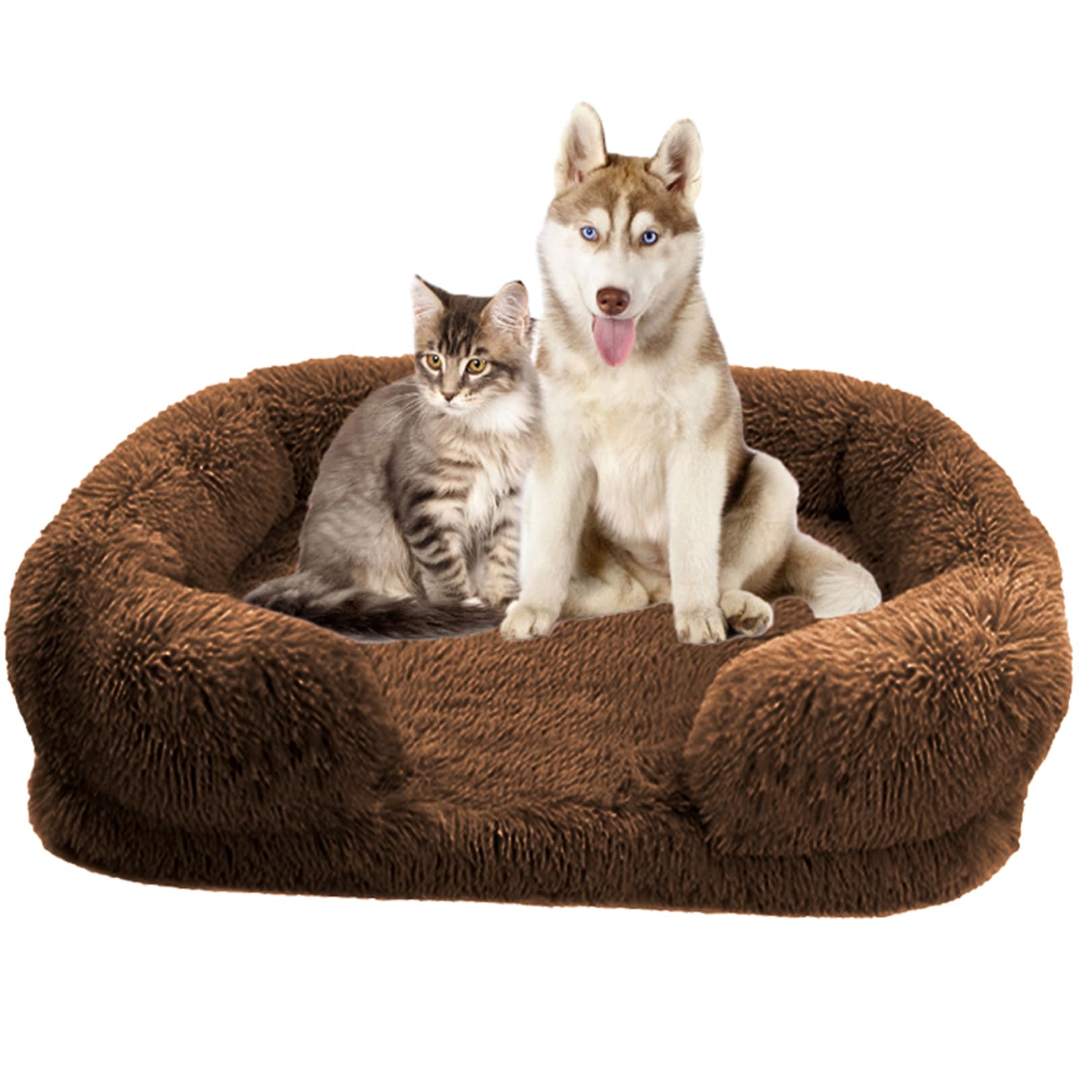 Yinghesheng Medium Dog Bed Washable, Orthopedic Memory Foam Pet Bed,Plush Dog Bed with Antiskid Bottom, for Small, Medium and Large Pets,Dark brown,XL