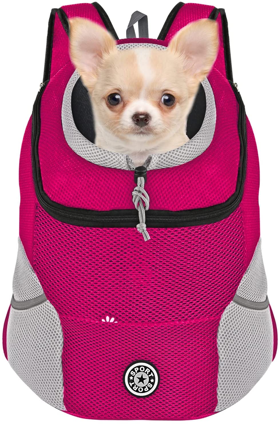 NC Dog Backpack, Puppy Backpack, Pet Carrier Backpack Small Dog Backpack Carrier Pet Travel Carrier Dog Front Carrier with Breathable Head Out Design and Padded Shoulder for Hiking (Medium, Red)