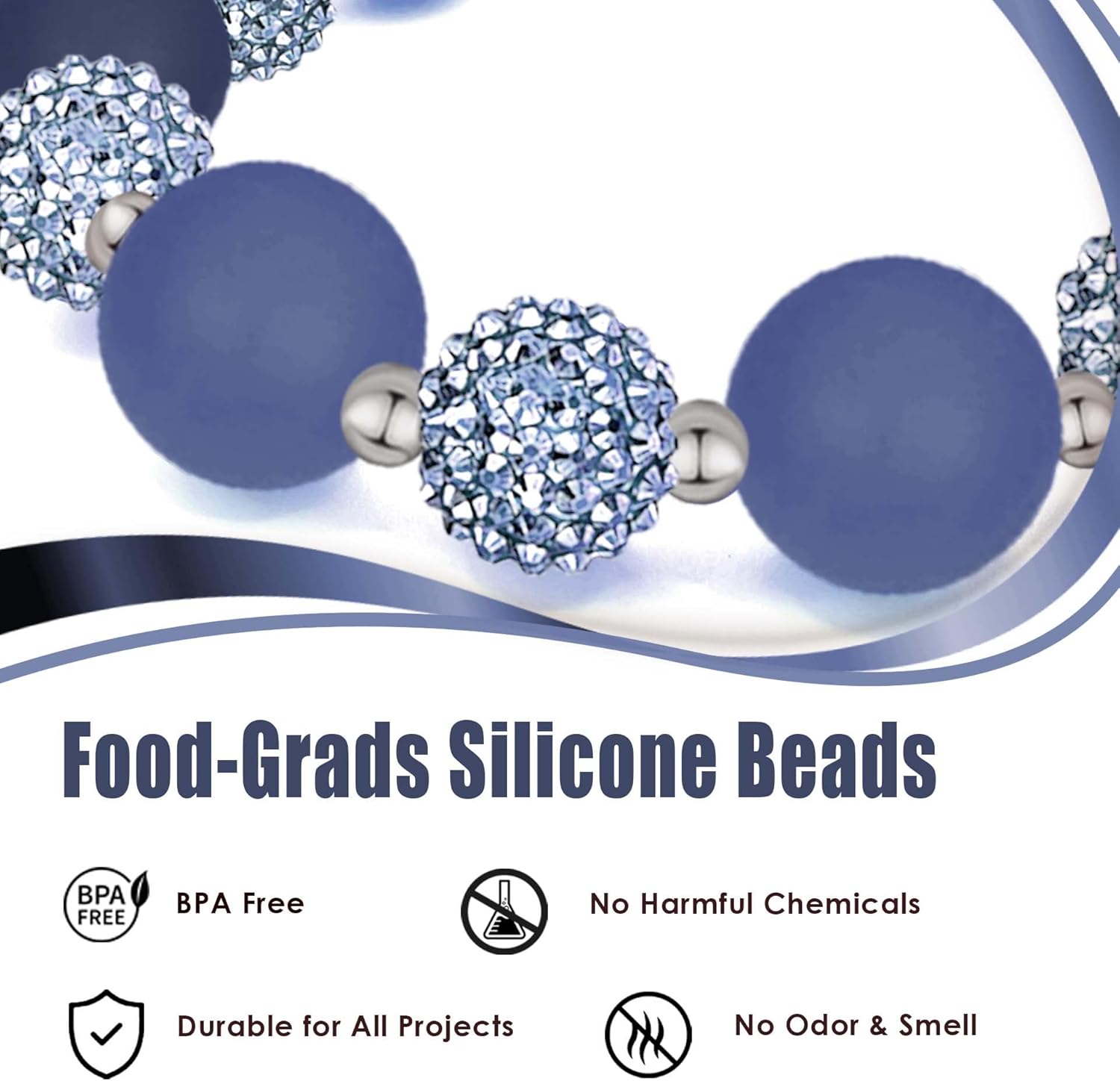 M-Plateau Wristlet Keychain, Silicone Beaded Wrist keychain with Key Ring for Women, Elastic Keychain Bracelet - Image 9