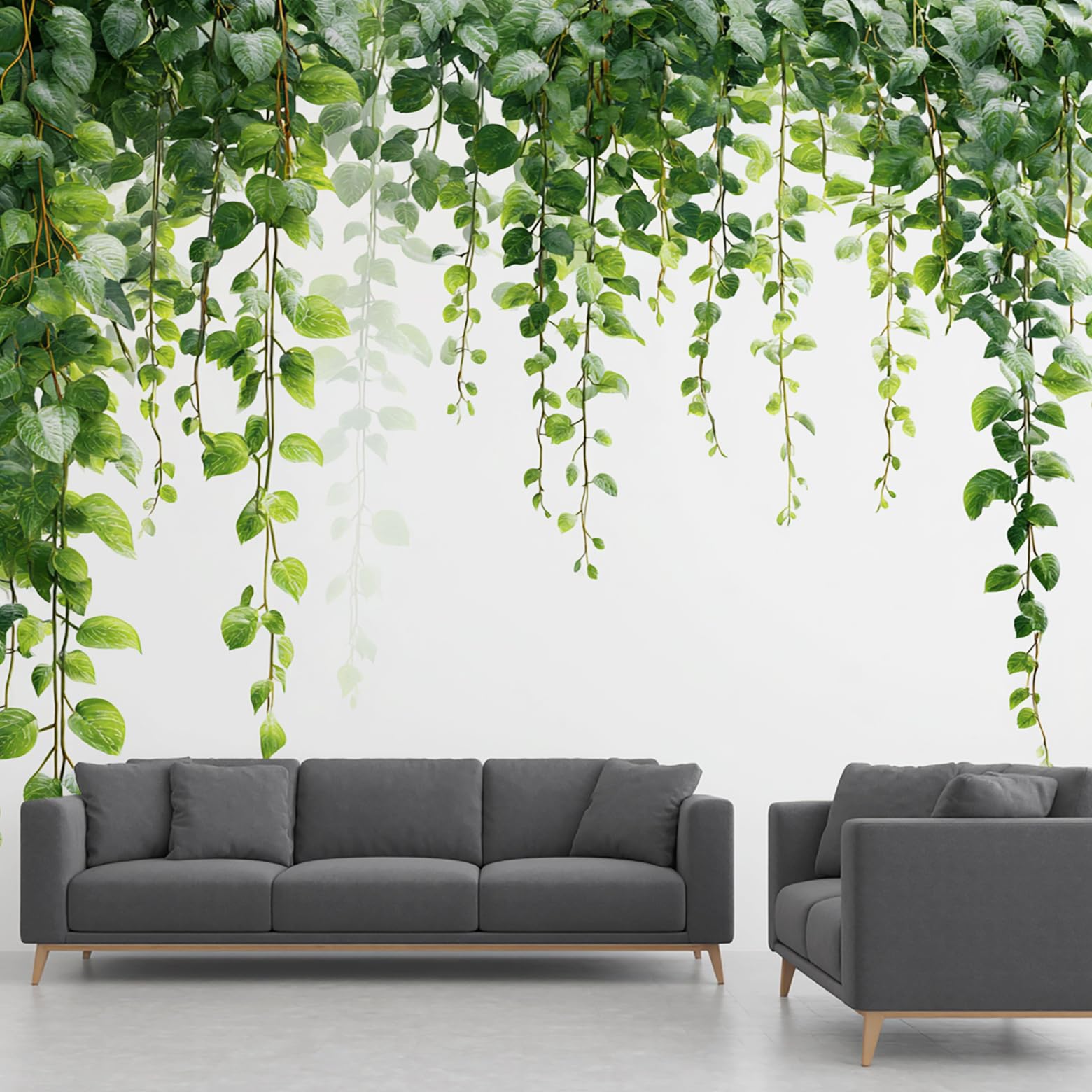 Eucalyptus Leaves Wallpaper – Rattan Green Plant Vine Leaf Panoramic Mural – Photo Wall Mural for Bedroom Living Room Hallway Restaurant Home Decoration – 200x150 cm Wall Paper
