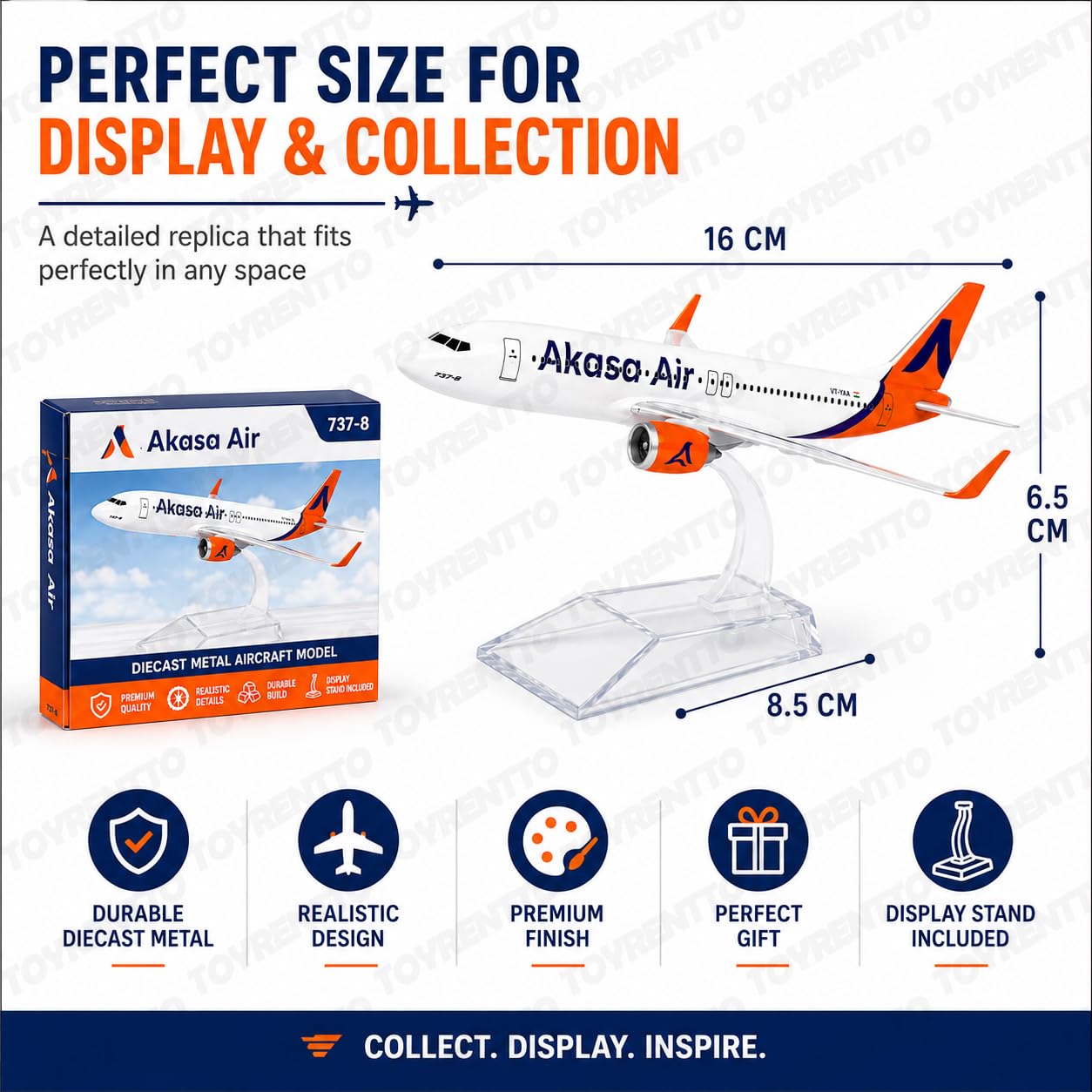 Akasa Boeing 737 Diecast Airplane Model - Collectible Plane -8 Akasa Boeing 737 Diecast Airplane Model - Collectible Plane -8