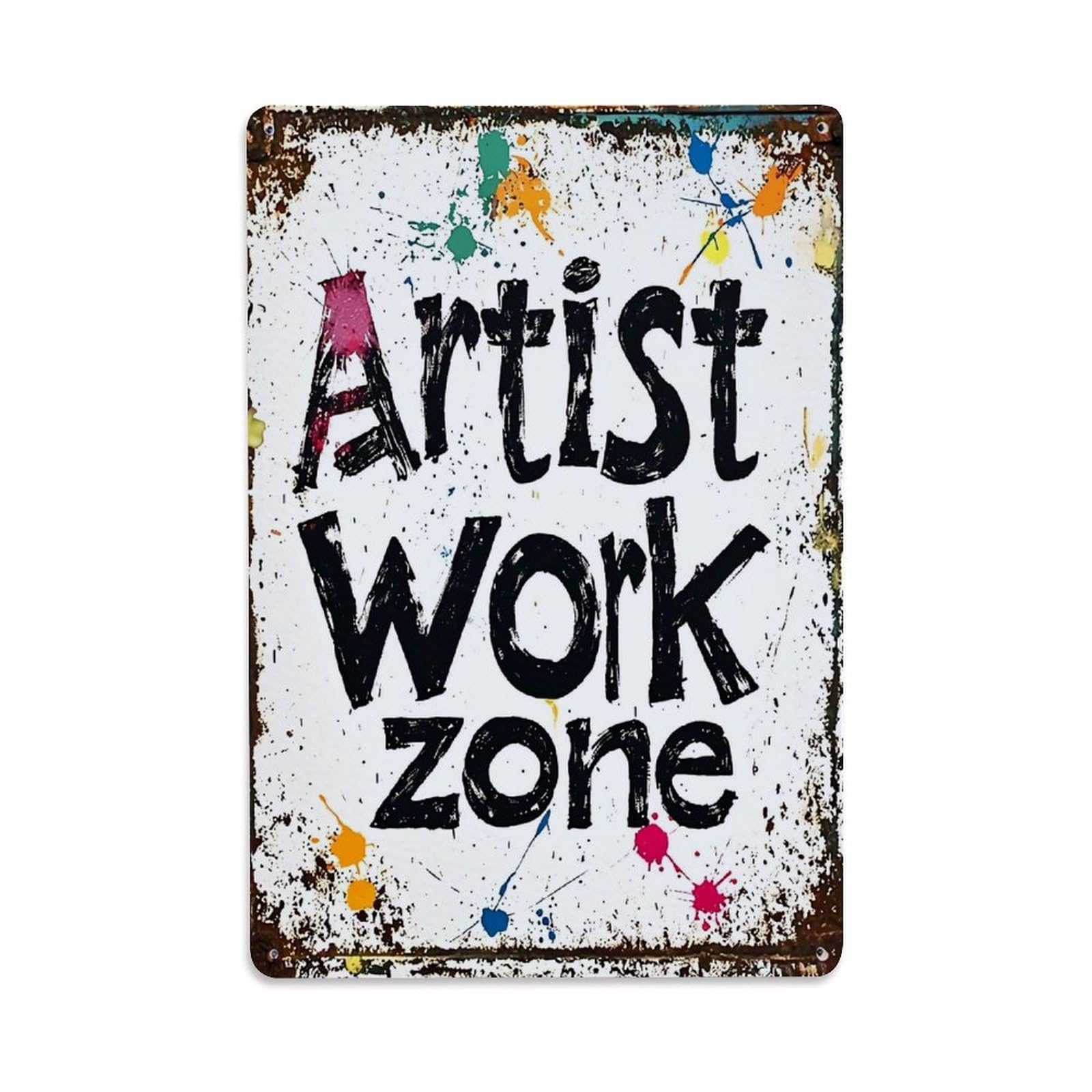 Jdfenggu Vintage Artist Work Zone Sign Retro Metal Tin Sign, Metal Poster For Bar, Home, Man Cave, Kitchen, Laundry Room Art Decor 8X12 Inch