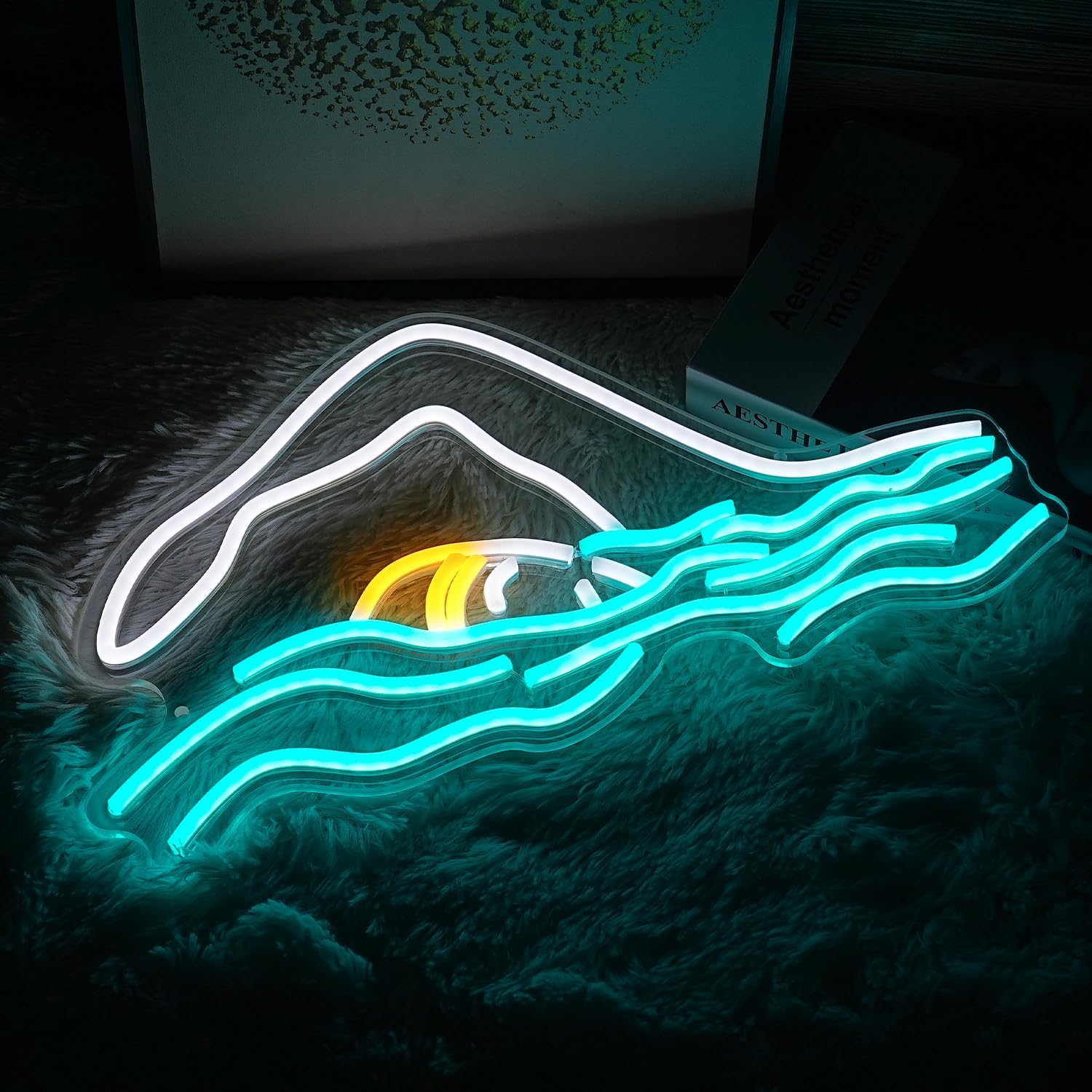 Swim Neon Sign Led Ice Blue White Surfer Neon Light Cool Pool Wall Light Up Sign Dimmable Swimming Neon Sign for Gym Swimming Room Pool Party Summer Wall Decor Gift - Image 5