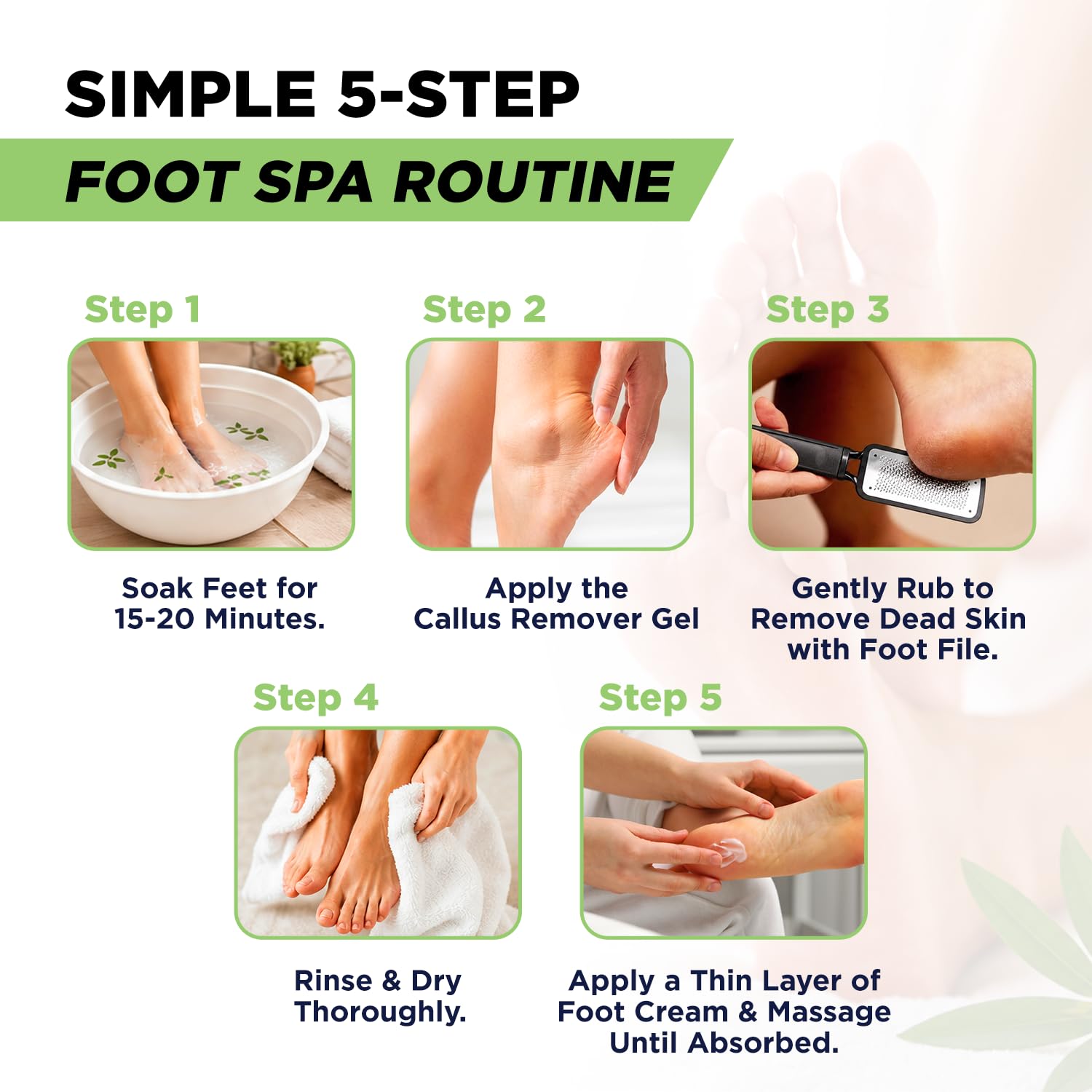 Juego de pedicura removedor de callos de pies – Epsom Salt Foot Soak & Gel removedor de callos, crema antimicótica y exfoliante de pies para piel muerta, herramientas de pedicura para pies en casa