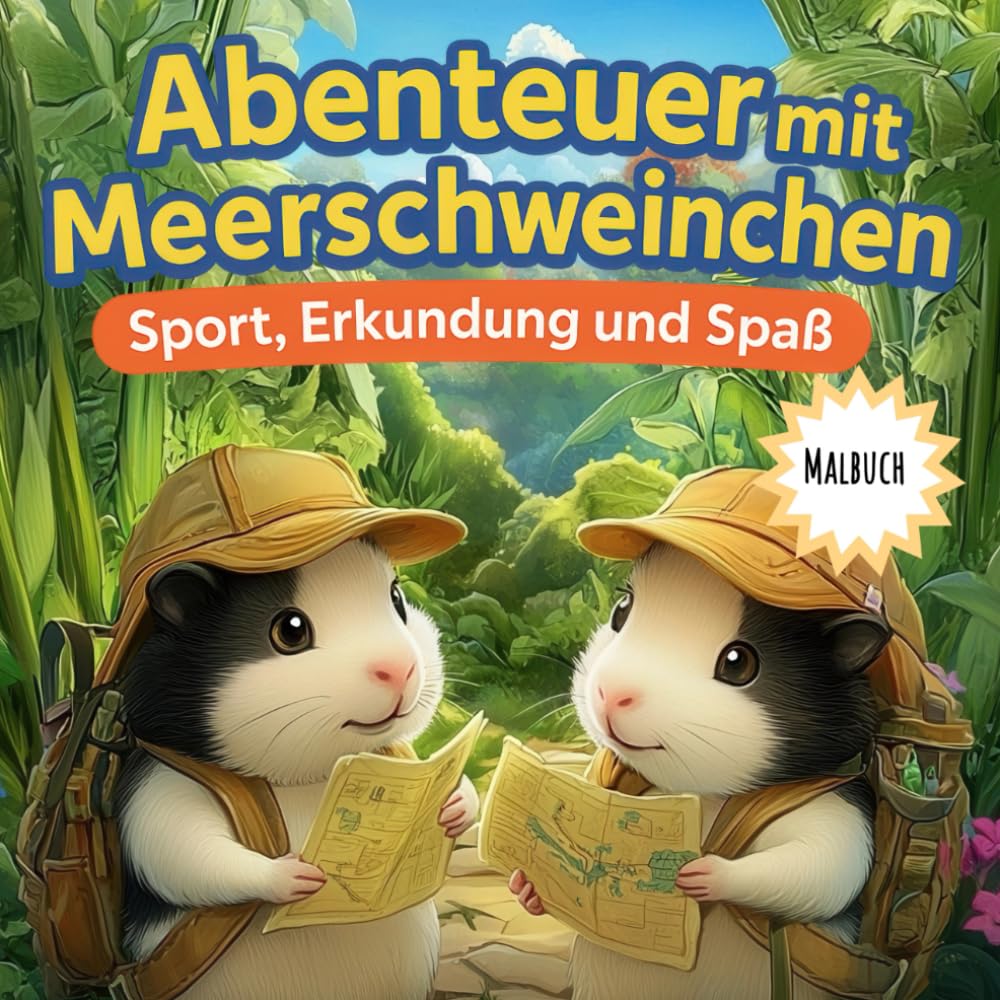 Abenteuer mit Meerschweinchen: Sport, Erkundung und Spaβ - Malbuch