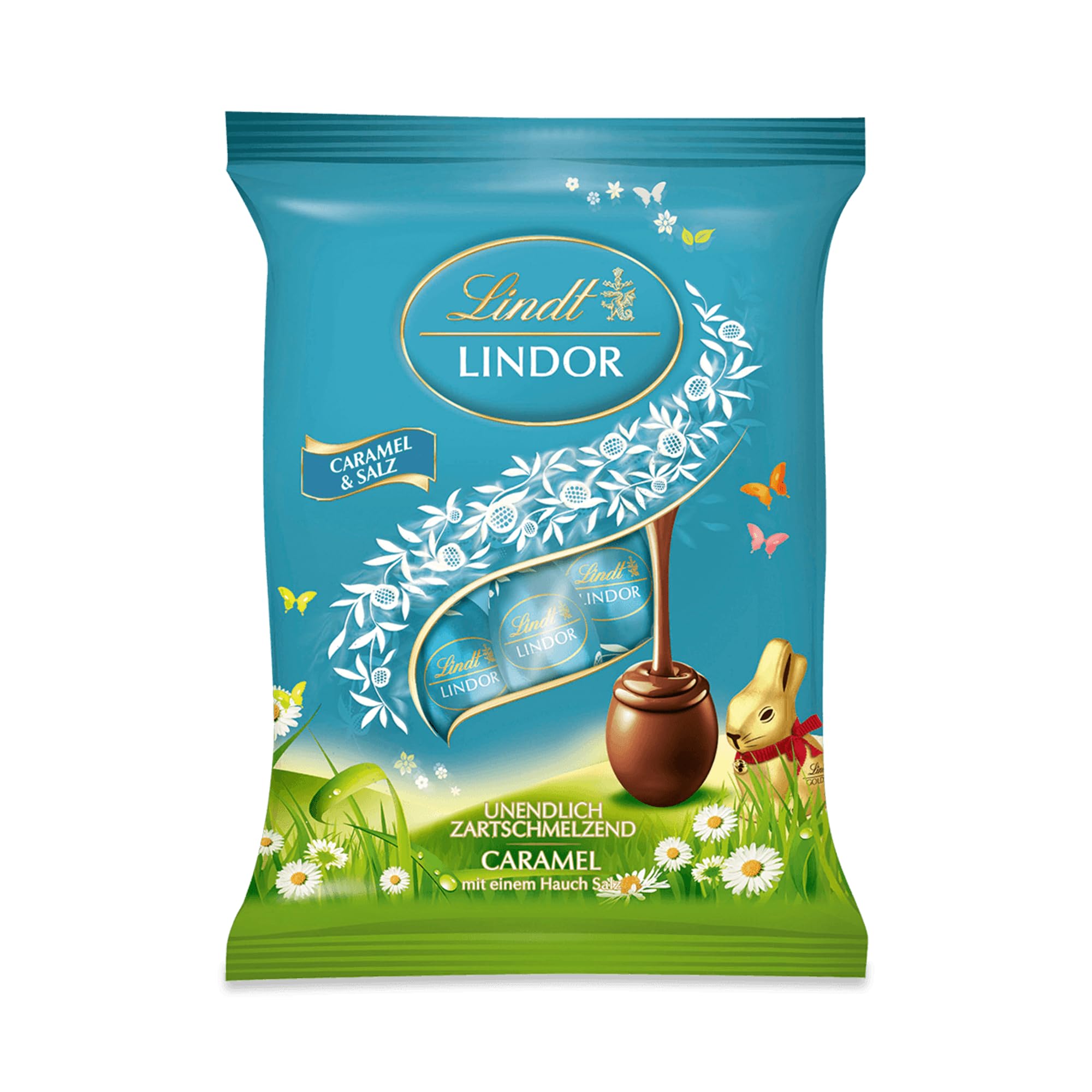 Lindt Schokolade | LINDOR-Eier Caramel & Salz | 90g | Vollmilch-Schokoladeneier mit zartschmelzender Caramel-Füllung & feiner Salz-Note | Ostereier | Perfekte Oster-Schokolade zum Teilen & Genießen