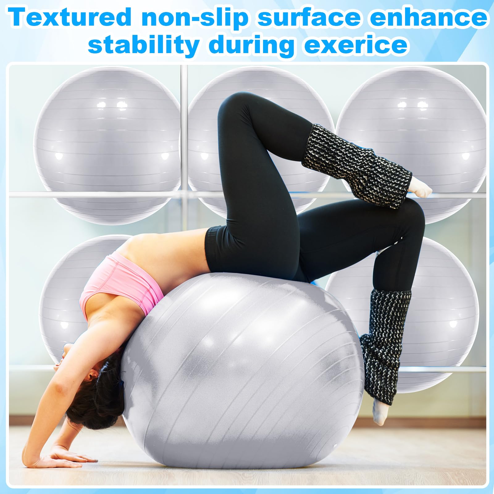 Jexine 6 palline da yoga in PVC, per equilibrio e stabilità e equilibrio, pompa rapida per allenamento fisico, gravidanza, casa, ufficio, palestra