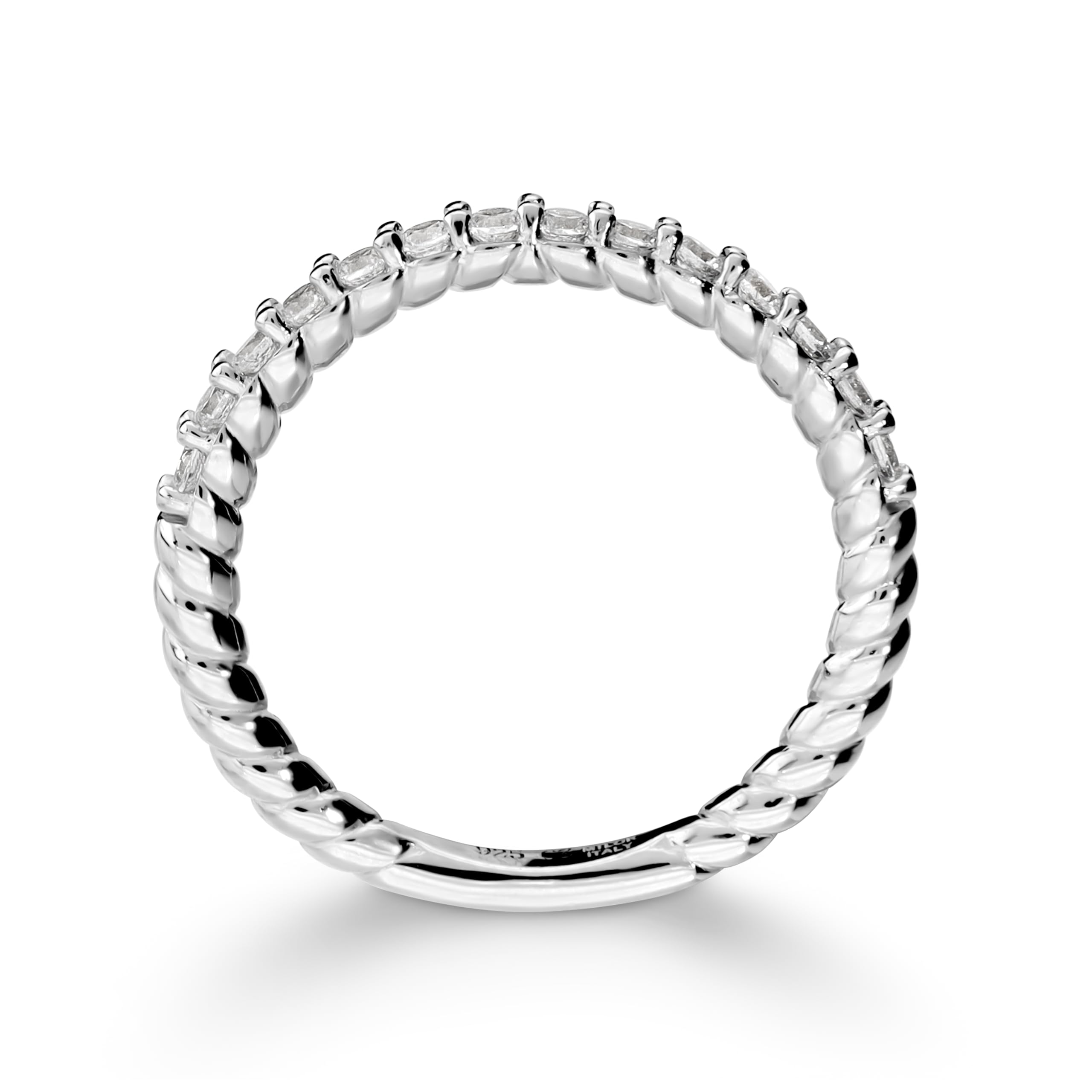 JOYELLE Anello Donna Argento 925 – Anello Fedina con Cubic Zirconia – Gioielli Made in Italy - Idea Regalo Compleanni, Anniversari, Festa Donna, Festa Mamma