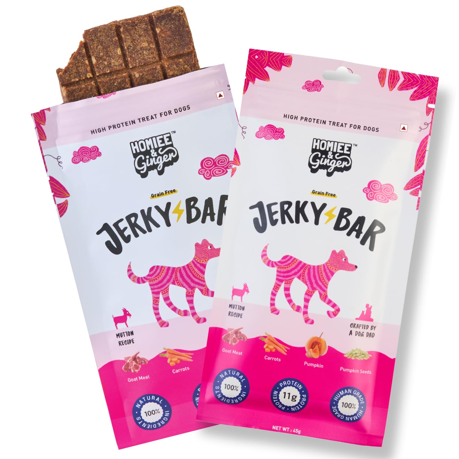 Homiee & Ginger Grain-Free Mutton Jerky Bar | High-Energy Dog Treat | Superfoods | Air Dried (Pack Of 1) For All Life Stages (B0CTHND2SB) Amazon Price History, Amazon Price Tracker