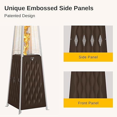 Miniatura 5 de EAST OAK Pyramid - Calentador de patio al aire libre, 48,000 BTU, calentador de propano de tubo de vidrio de cuarzo, sistema de triple protección