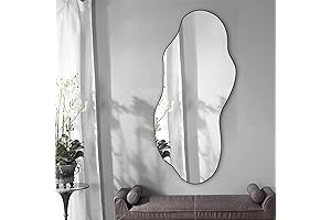 POZINO Stockholm Rounded Mirror - 47.2"x21", Large Irregular Shaped Mirror Asymmetry Cloud Wall Mirror