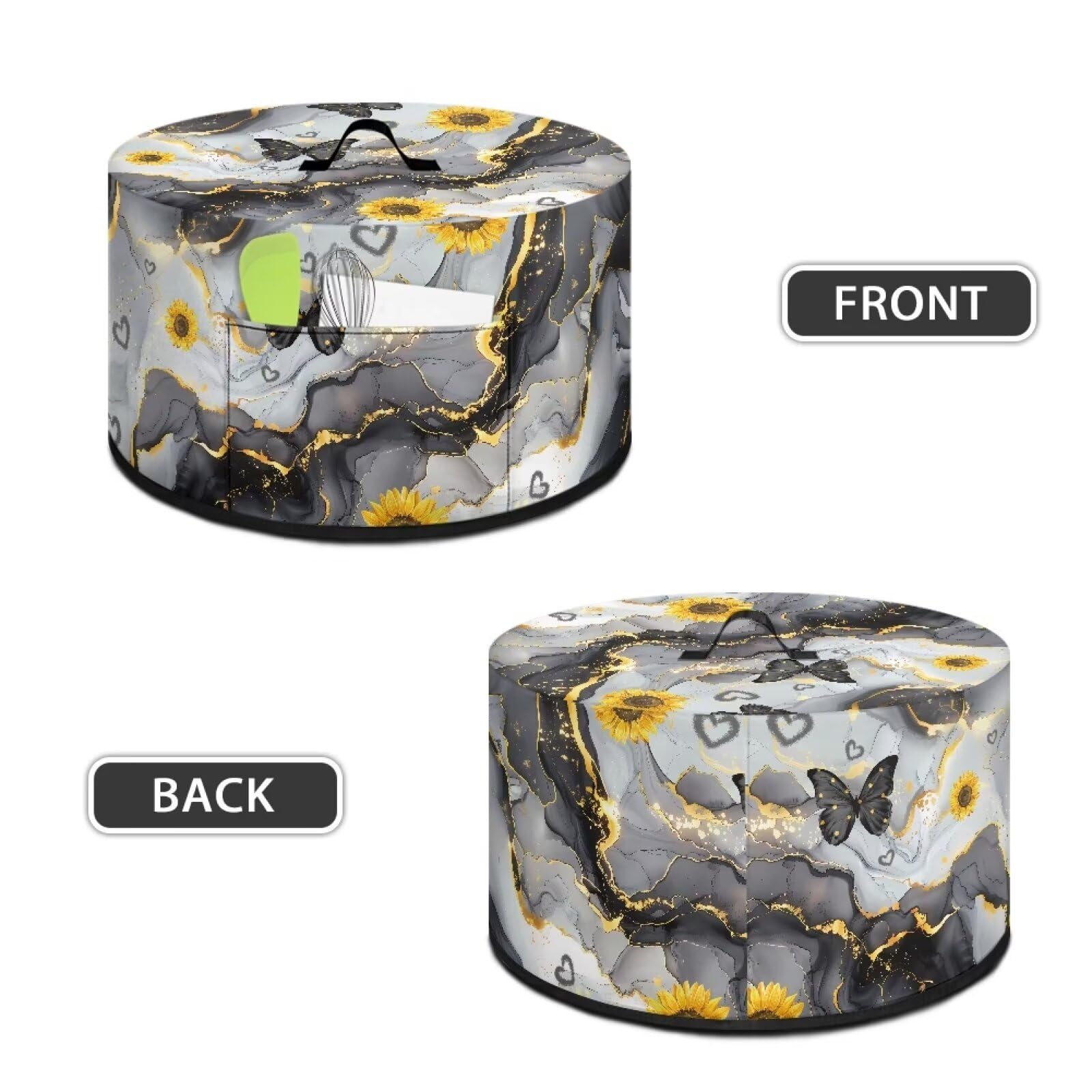 Freewander Butterfly Slow Cooker Dust Cover Kitchen Accessories Scratch-proof Kitchen Appliance Covers Compatible with 6-8 Quart Crock Pot, Grey Marble Print