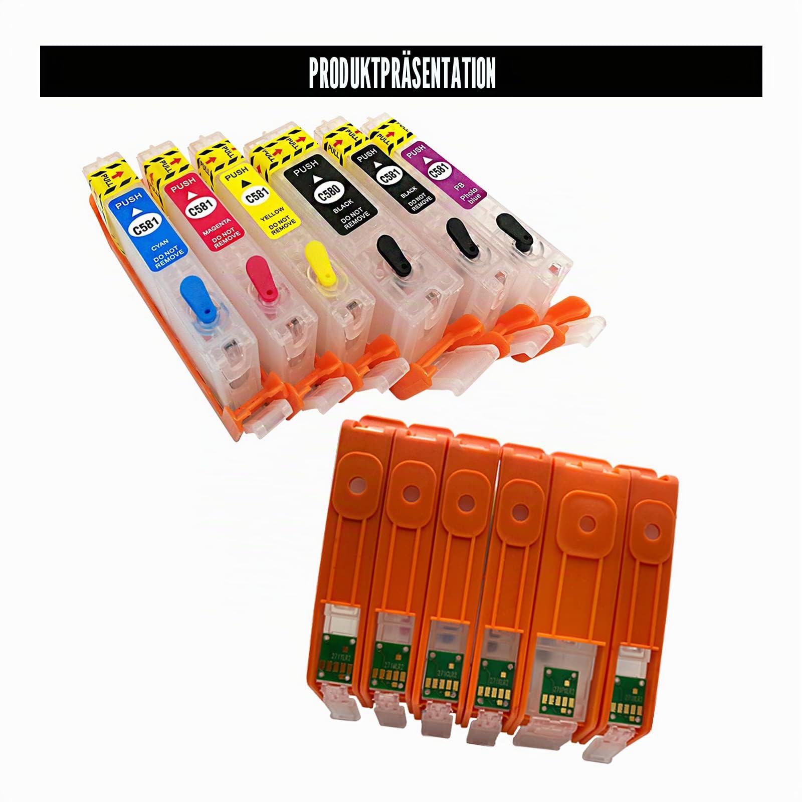 580XXL Ink Refill Kits Replacement for PGI-580XXL CLI-581XXL, for Pixma TS8100 TS8120 TS8200 TS8220 TS8300 TS8320 TS9100 TS9120 Printer (PGBK BK C M Y PB)