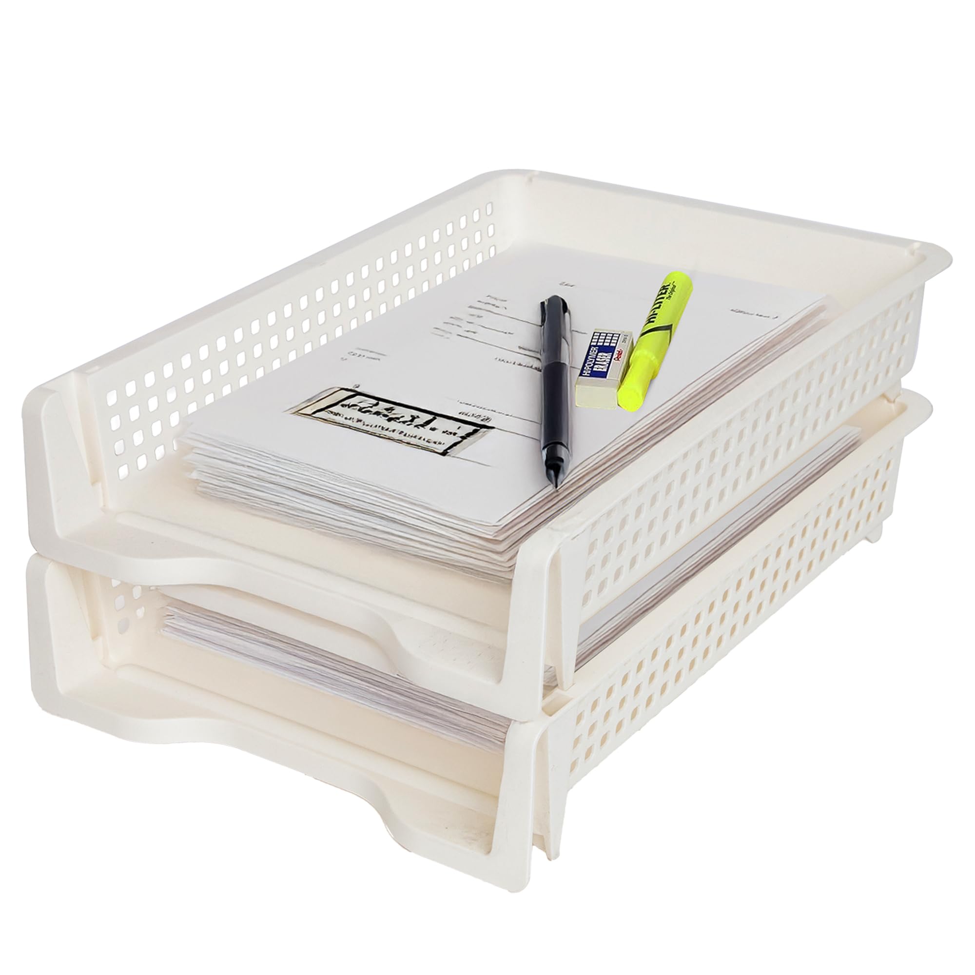 Organizador de escritorio con bandeja para cartas, organizador de papel apilable para el hogar y la oficina, bandeja de papel de plástico duradero para escritorio, soporte para documentos tamaño A4 y