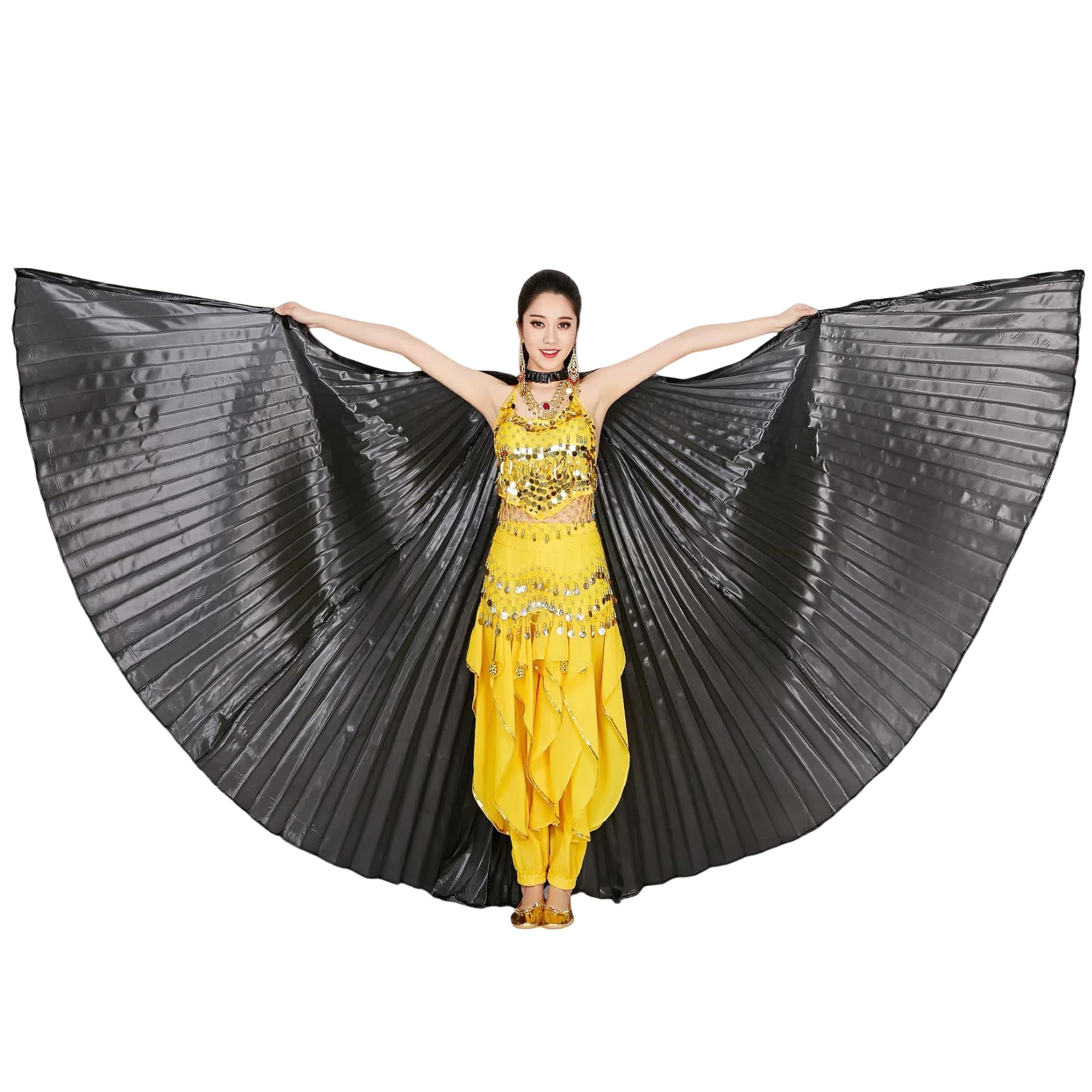 MUNAFIE Unisex Isis ali per adulti danza del ventre, ali con bastoncini, Halloween, danza del ventre, costume da donna, per Carnevale, cosplay, ballare