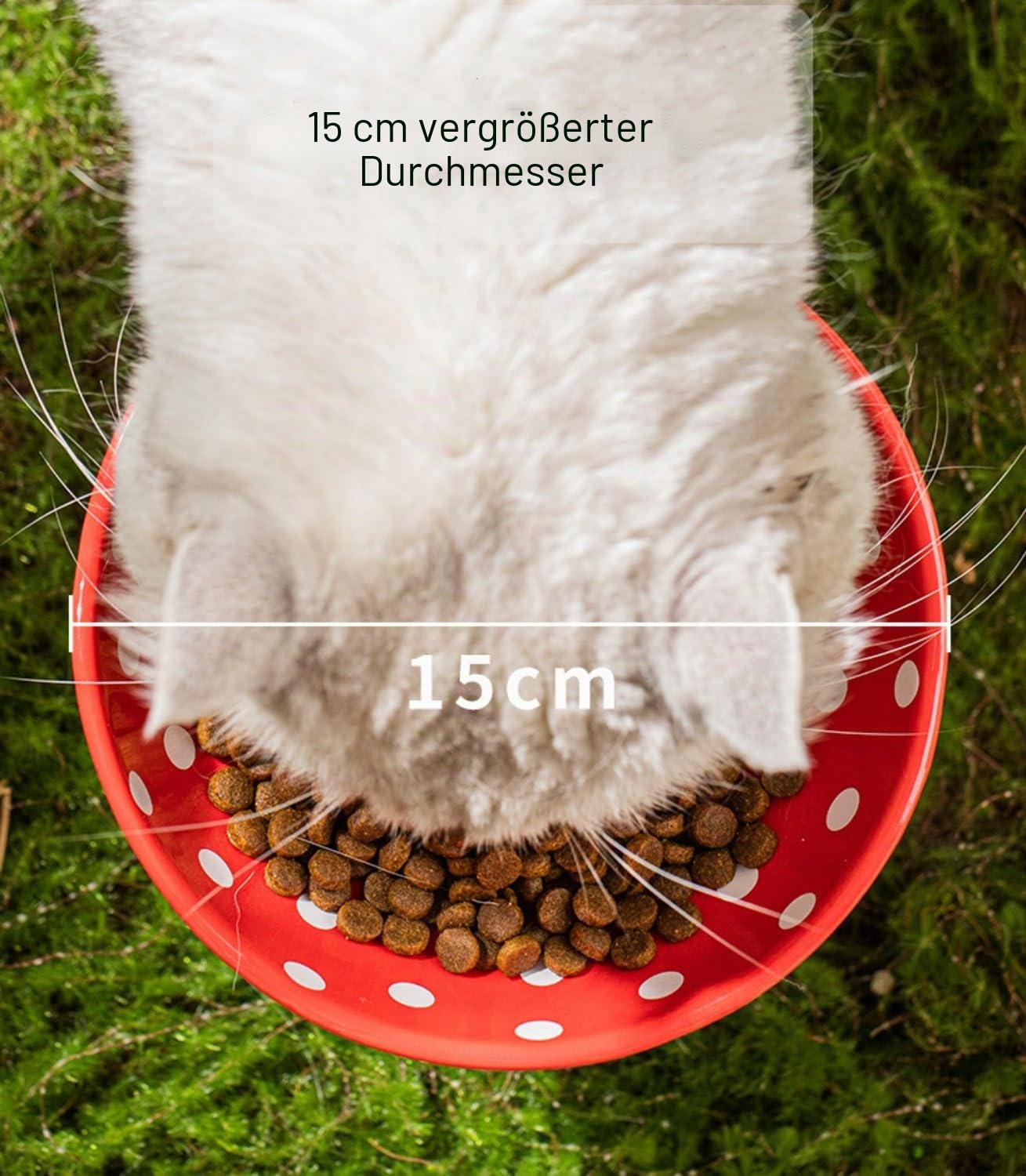 Erhöhte Katzennäpfe aus Keramik mit rutschfestem Silikon-Schutzpolster, pilzförmiges Katzenfutter, Wassernapf, erhöhter Katzennapf, Anti-Erbrechen, 300 ml, Rot und Gelb, 2 Stück