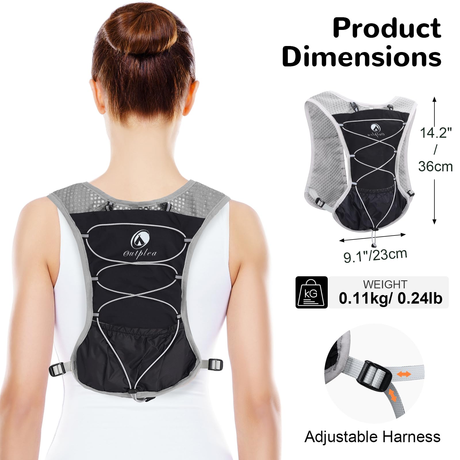 Laufweste mit 2L Trinkblase, Leicht Trinkrucksack für Fahrrad Herren Damen, Reflektierend Trinkweste Laufrucksack Wasserrucksack für Laufen Marathon Jogging Radfahren MTB