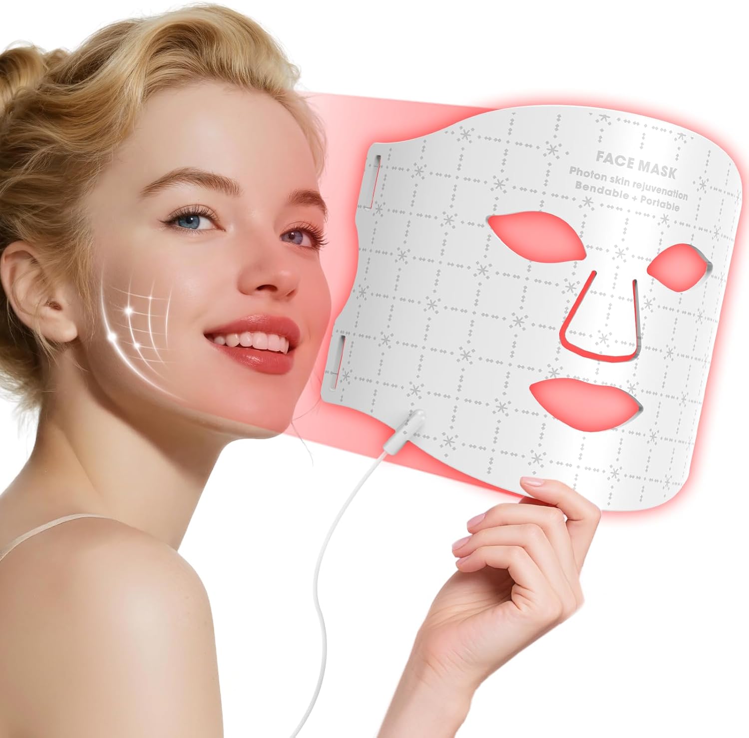 Red Light Therapy for Face, Red Light Therapy Mask with Remote, Rechargeable 7 Colors LED Light Therapy mask, Anti-Aging, Wrinkle Reduction and Skin Firming, Home & Travel Use