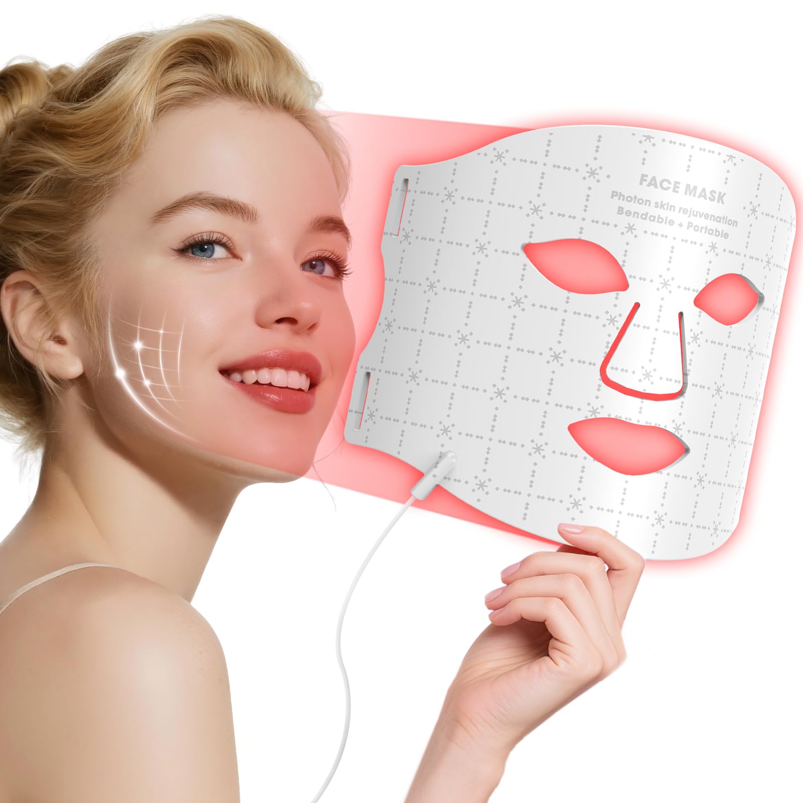 Red Light Therapy for Face Red Light Therapy Mask with Remote Rechargeable 7 Colors LED Light Therapy mask