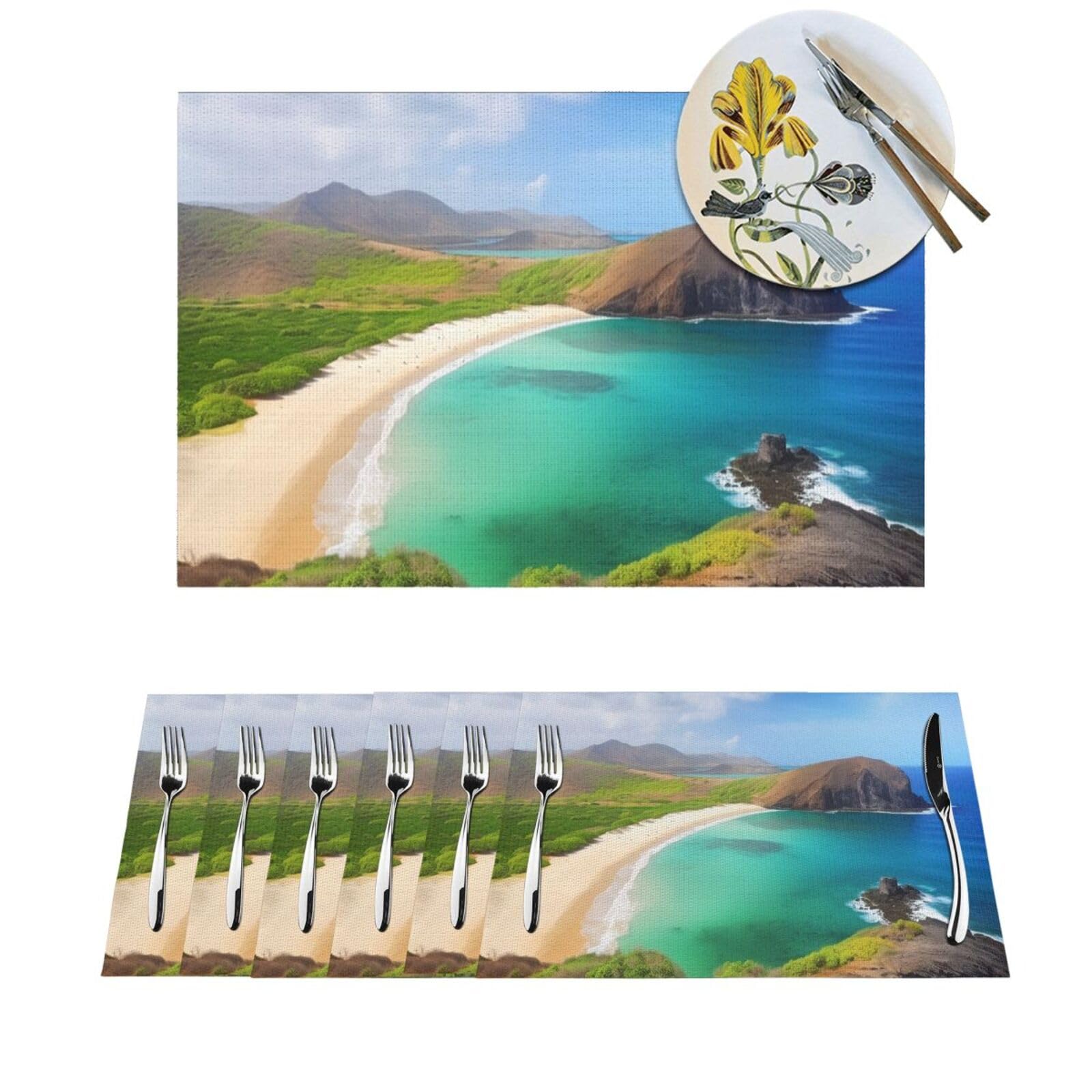 Sets de table de cuisine décoration Vue de deux plages pour repas de famille chaleureux