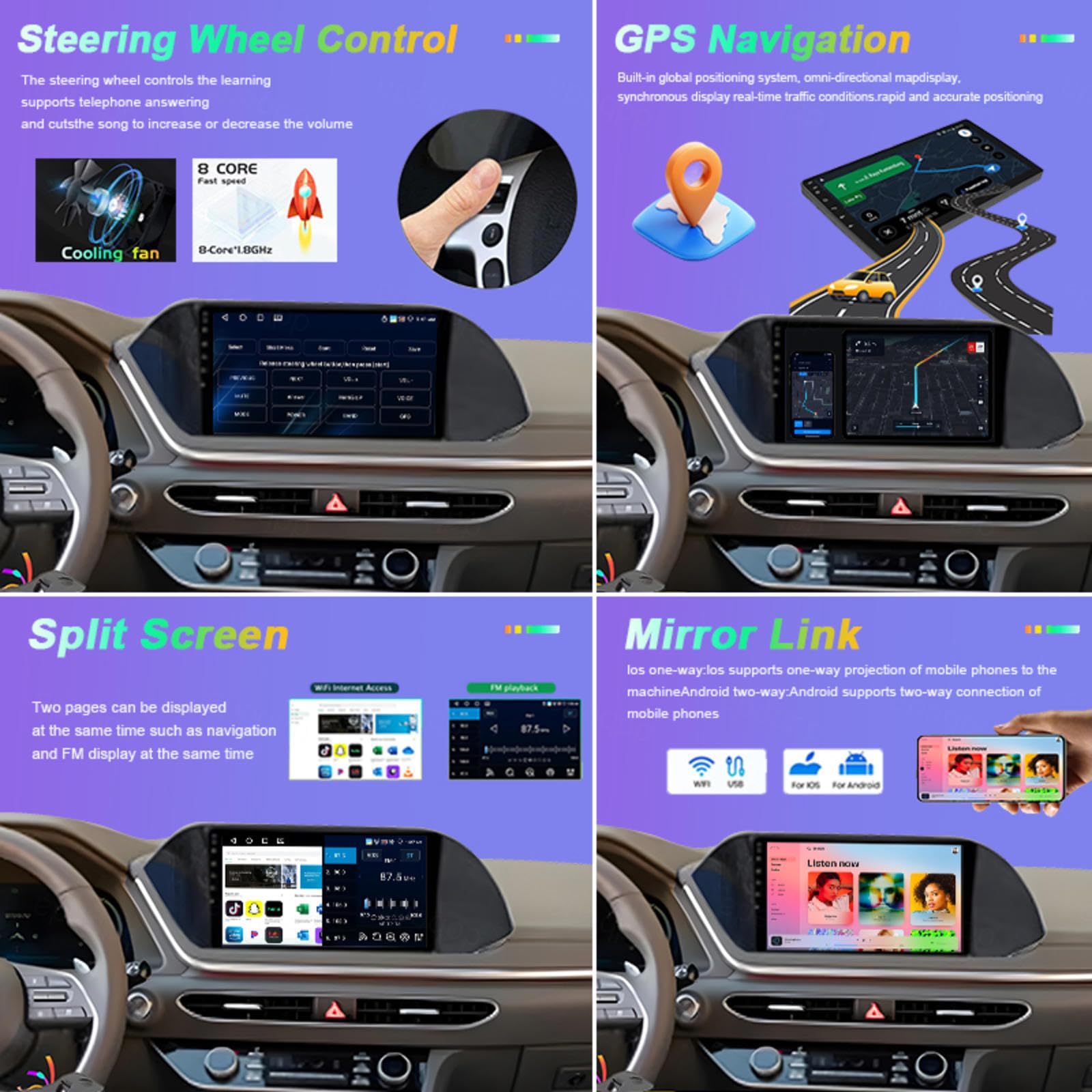 Android 15 Car Stereo 9" Samochód Dla Hyundai Sonata DN8 2019-2020,M107