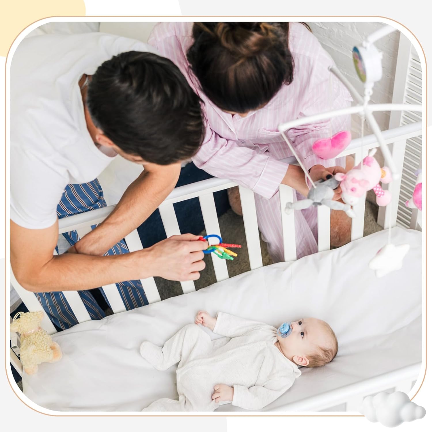 4 Pack 100% Organic Cotton Crib Fitted Sheet for Travel Baby Boy Girl Crib Light 24x42 Pure White Cotton Fitted Baby Sheet for Standard Mattress Travel Cribs Light Gift, Soft Breathable