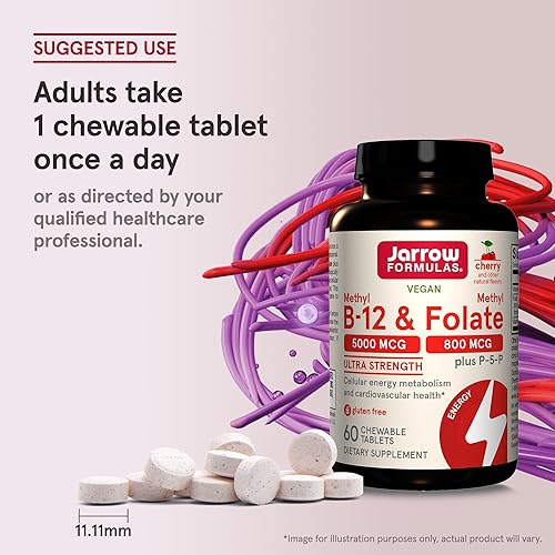 Miniatura 7 de Pastillas de Metil B-12  Folato de metilo y Piridoxal-5-fosfato P-5-P Jarrow Fórmulas BMF58 1 1