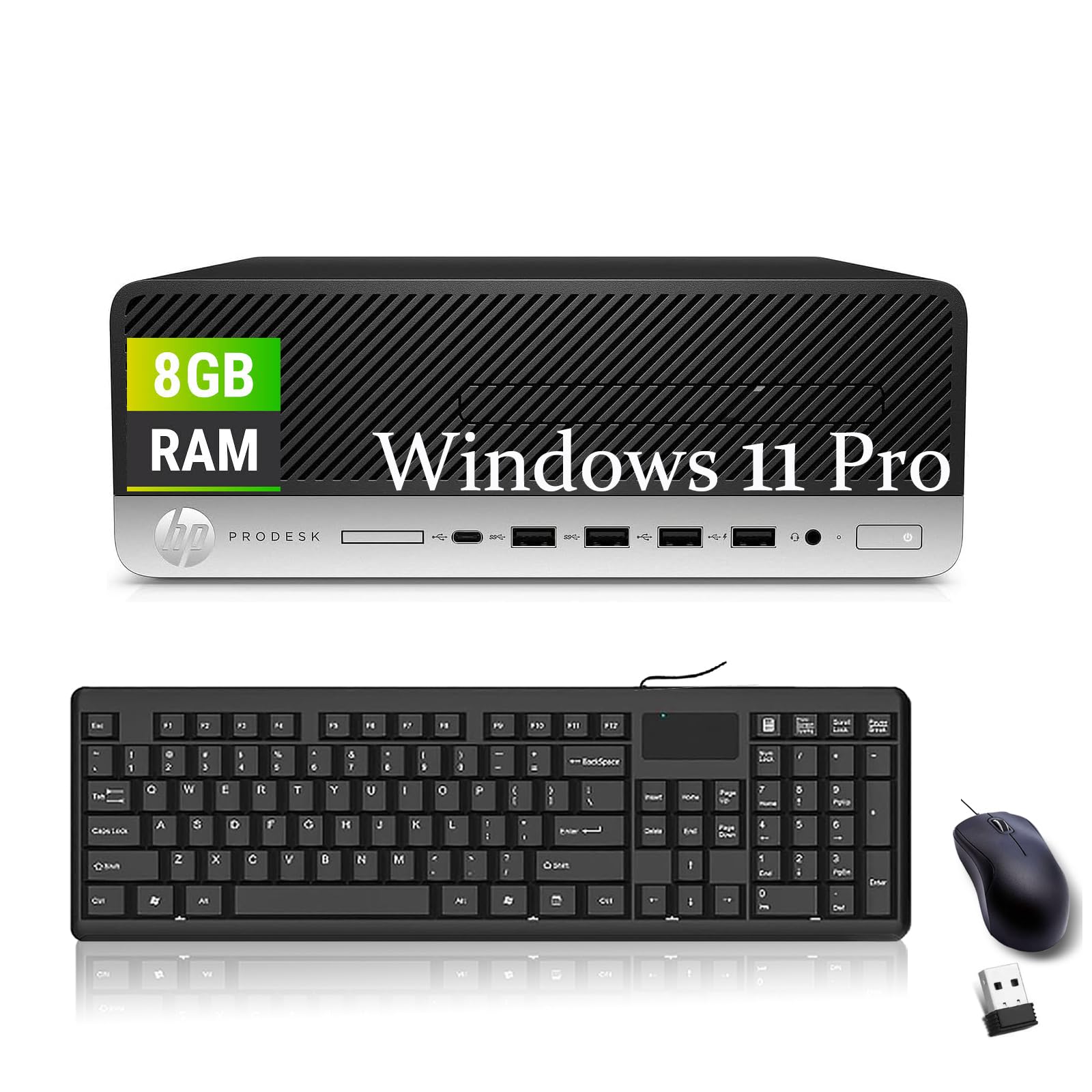 HP ProDesk 600 G4 SFF PC Ordinateur de Bureau, Intel Core i7-8700 3.2GHz, 8 Go RAM, SSD 256 Go, HDMI, Clavier QWERTY, Souris, USB WiFi, Windows 11 Pro (reconditionné)