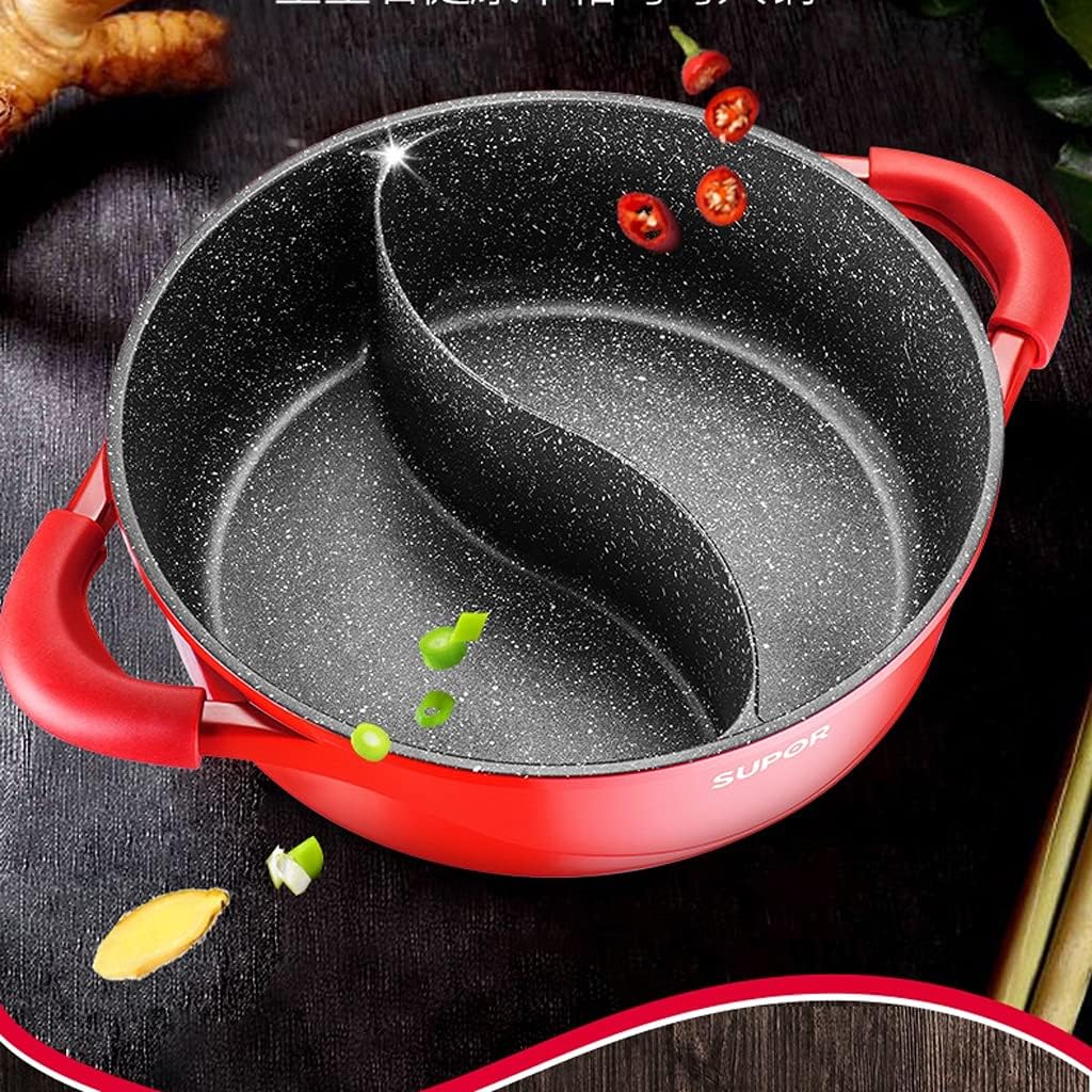 30cm Sauce Pot Chinese Fondue Chinoise 6L High Capacity Double-Flavor Hot Thick Non-stick Induction Cooker