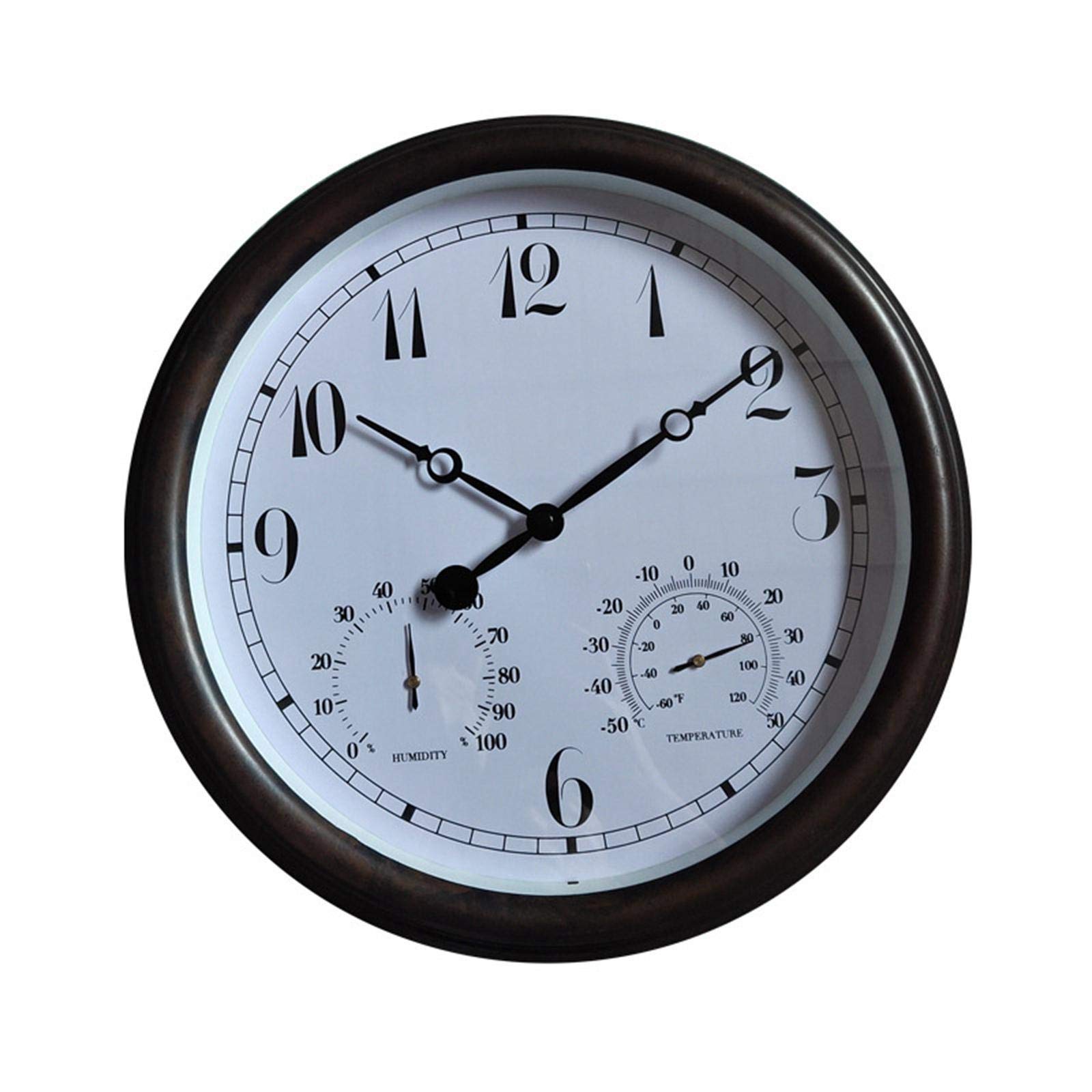 Zegary ogrodowe zewnętrzne wodoodporne, 38 cm retro zegary zewnętrzne do ogrodu montowane na ścianie z termometrem higrometrem cichy zegar zewnętrzny zegar do wewnątrz i na zewnątrz dekoracja