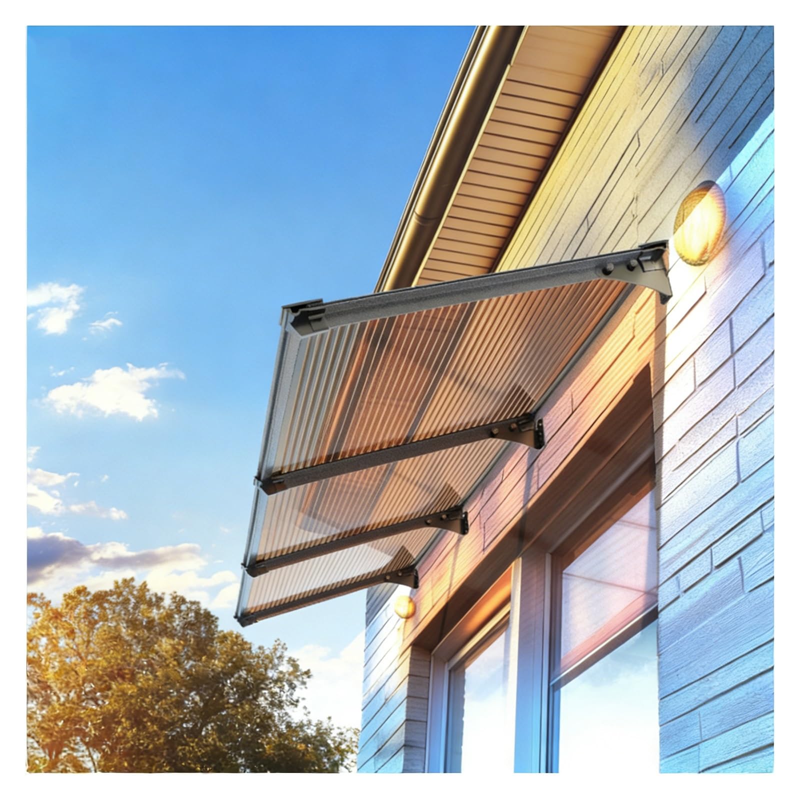 Auvent de porte en polycarbonate pour protection de terrasse et porche