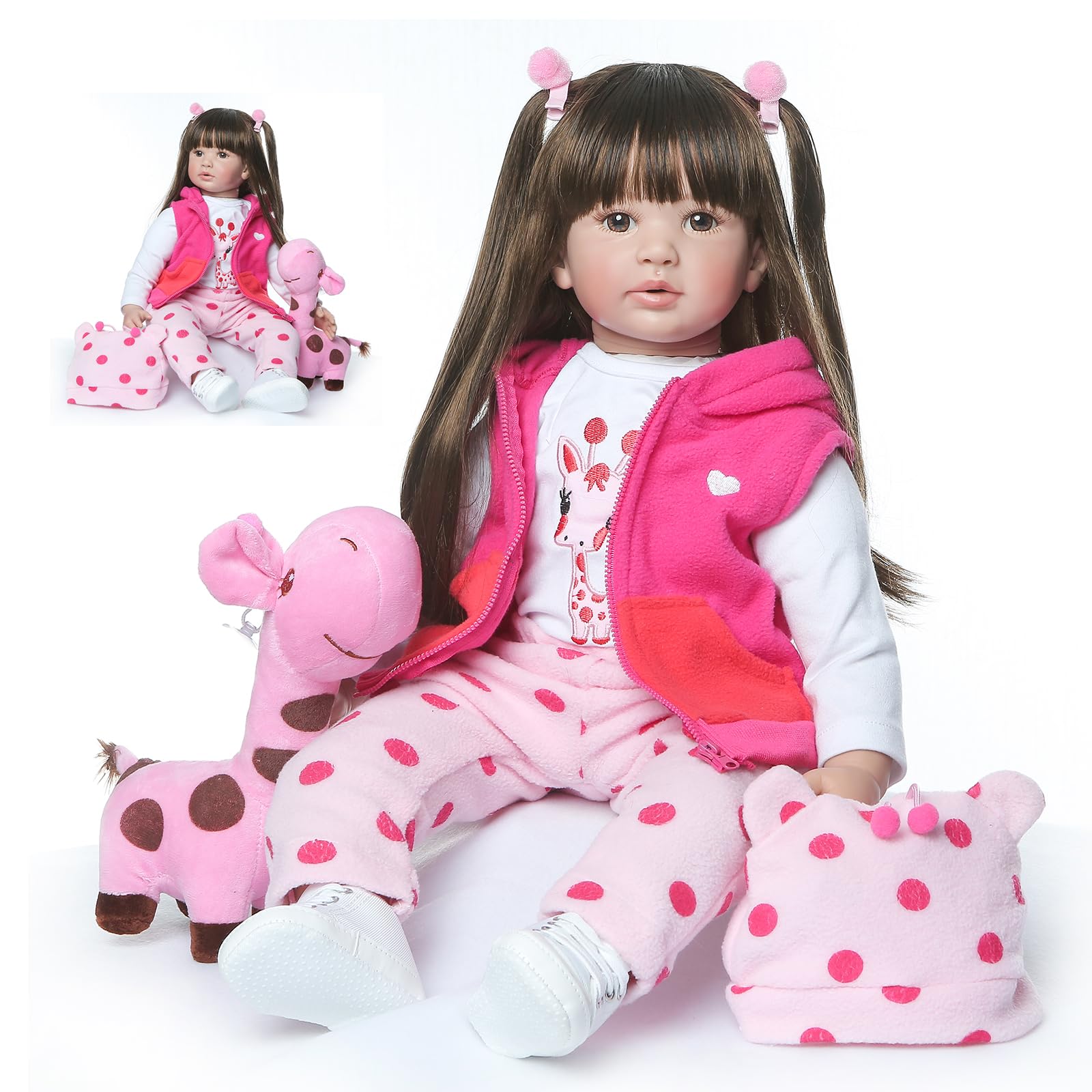Reborn Puppen 24inch 60cm Reborn Puppen Mädchen Weiches Silicone Vinyl Doll Baby Puppen Neugeborenes Mädchen Spielzeug Puppe, die echt Aussehen Handmade