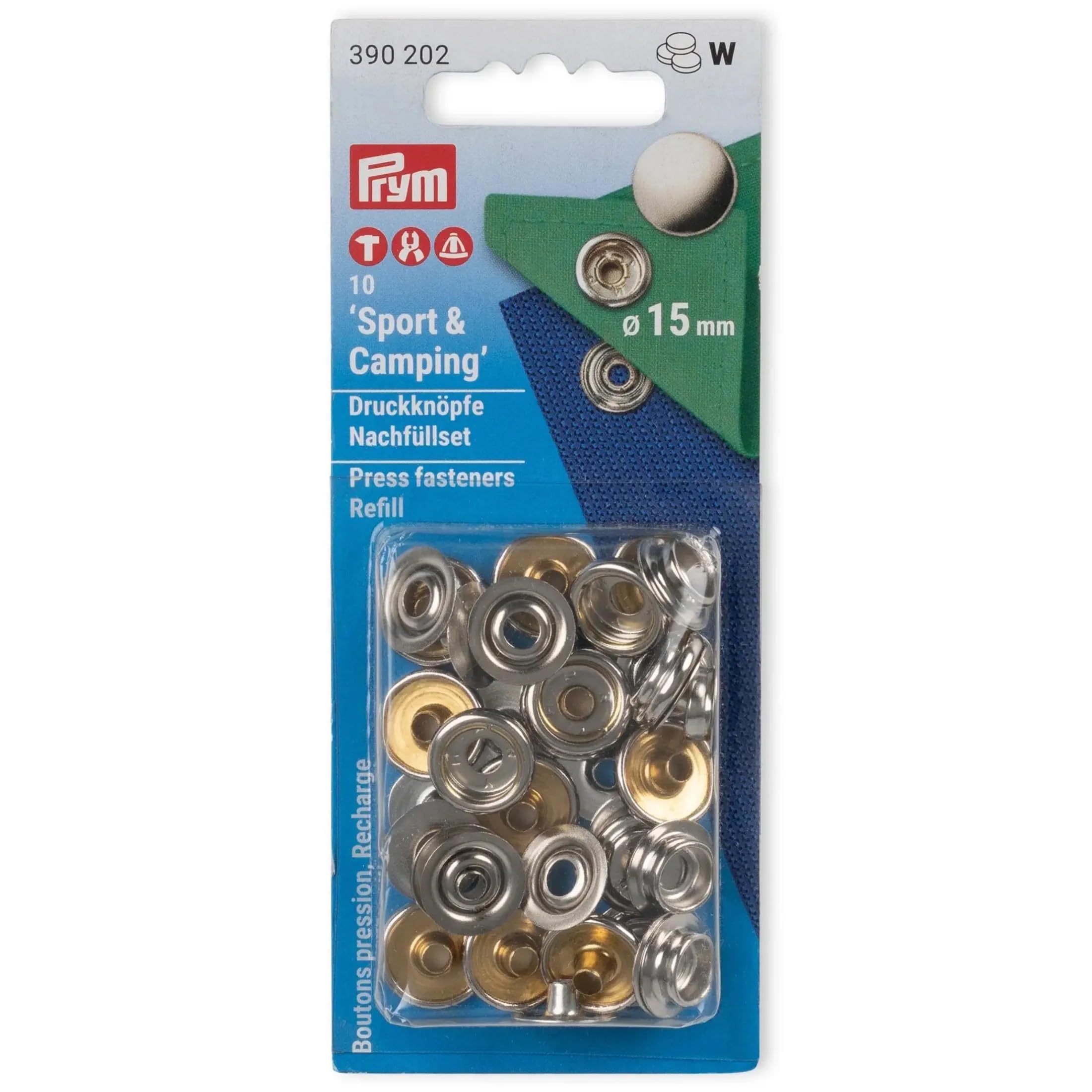 Prym Sport 15 mm Refill Silver 10pc