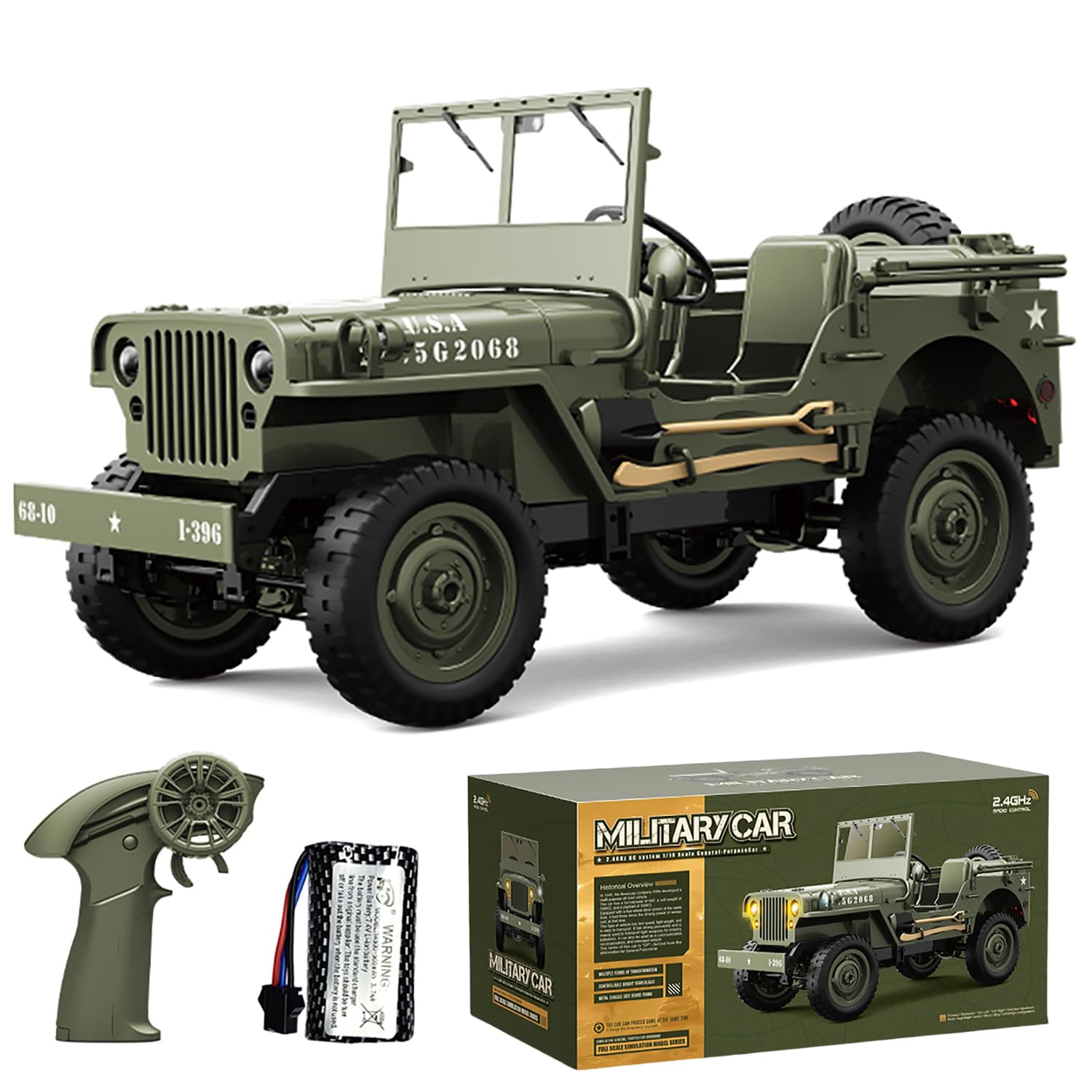 Ssccgym Hobby RC Trucks Remote Control Truck RC Military Vehicle Car Winch System 2.4Ghz 1/12 Scale RC Off-Road Crawler Trucks for Boys Adults