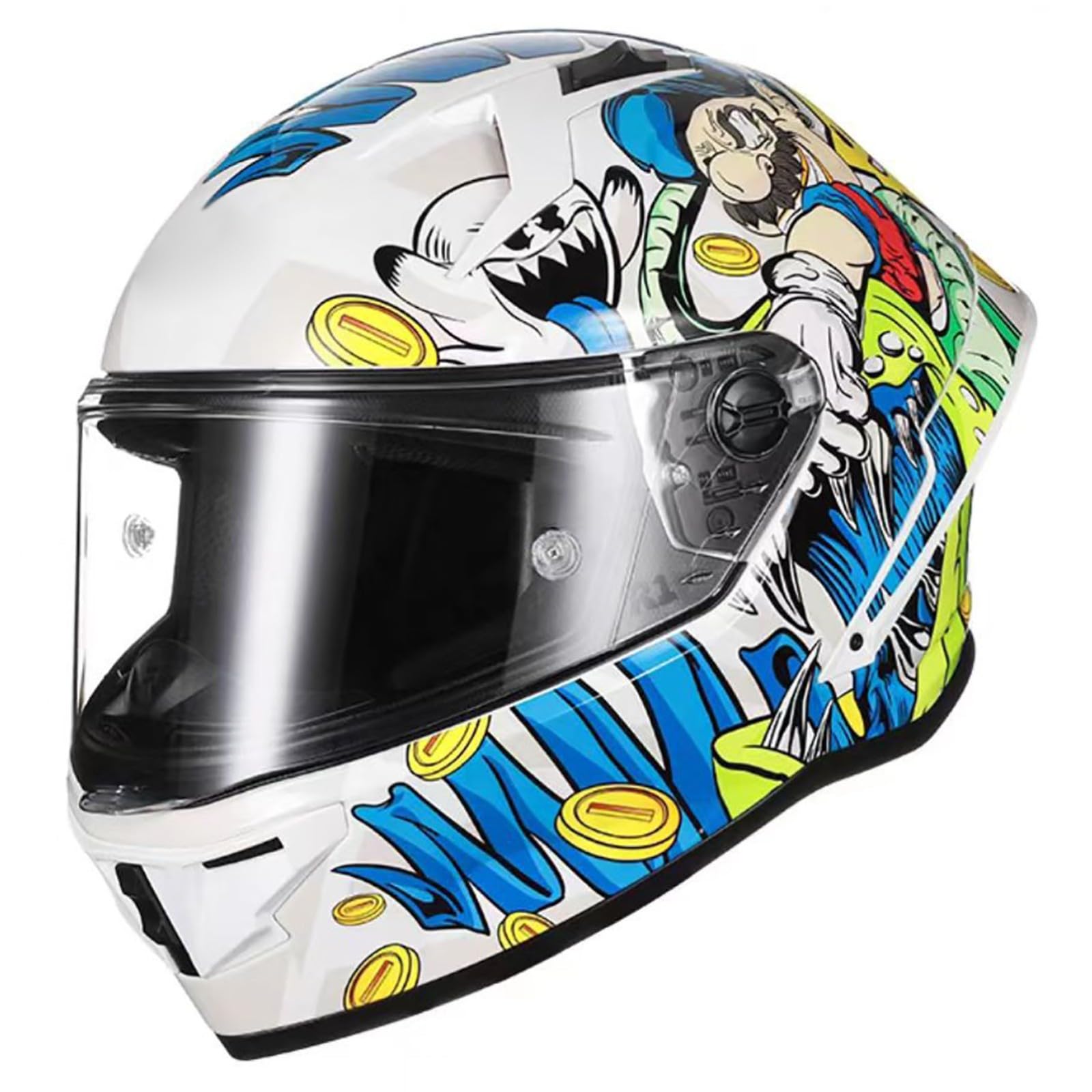 Integralny kask motocyklowy, kask motocrossowy z osłoną przeciwsłoneczną ECE 22.06, certyfikowany kask na skuter, unisex, integralny kask motocyklowy