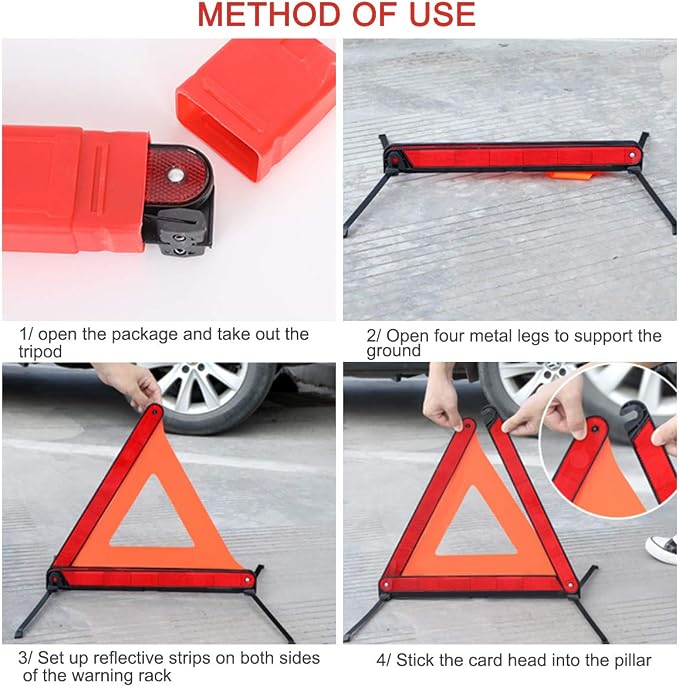 Triángulo de advertencia reflectante plegable para seguridad vial miniatura 2
