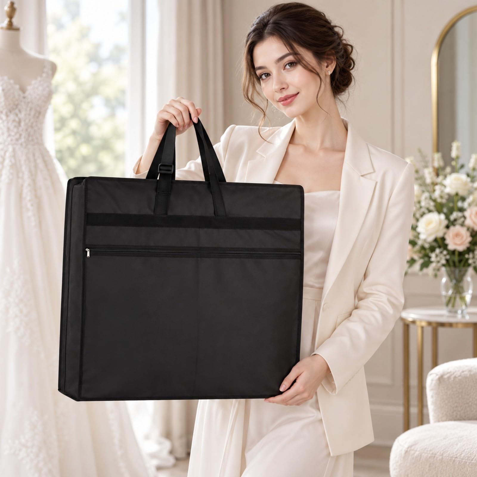 Faltbar Brautkleid-Aufbewahrungssack Gäumig Brautkleid-Kleidsack Tragbar Brautkleid-Kleidsack für Bräute, Langzeitaufbewahrung, Aprikose