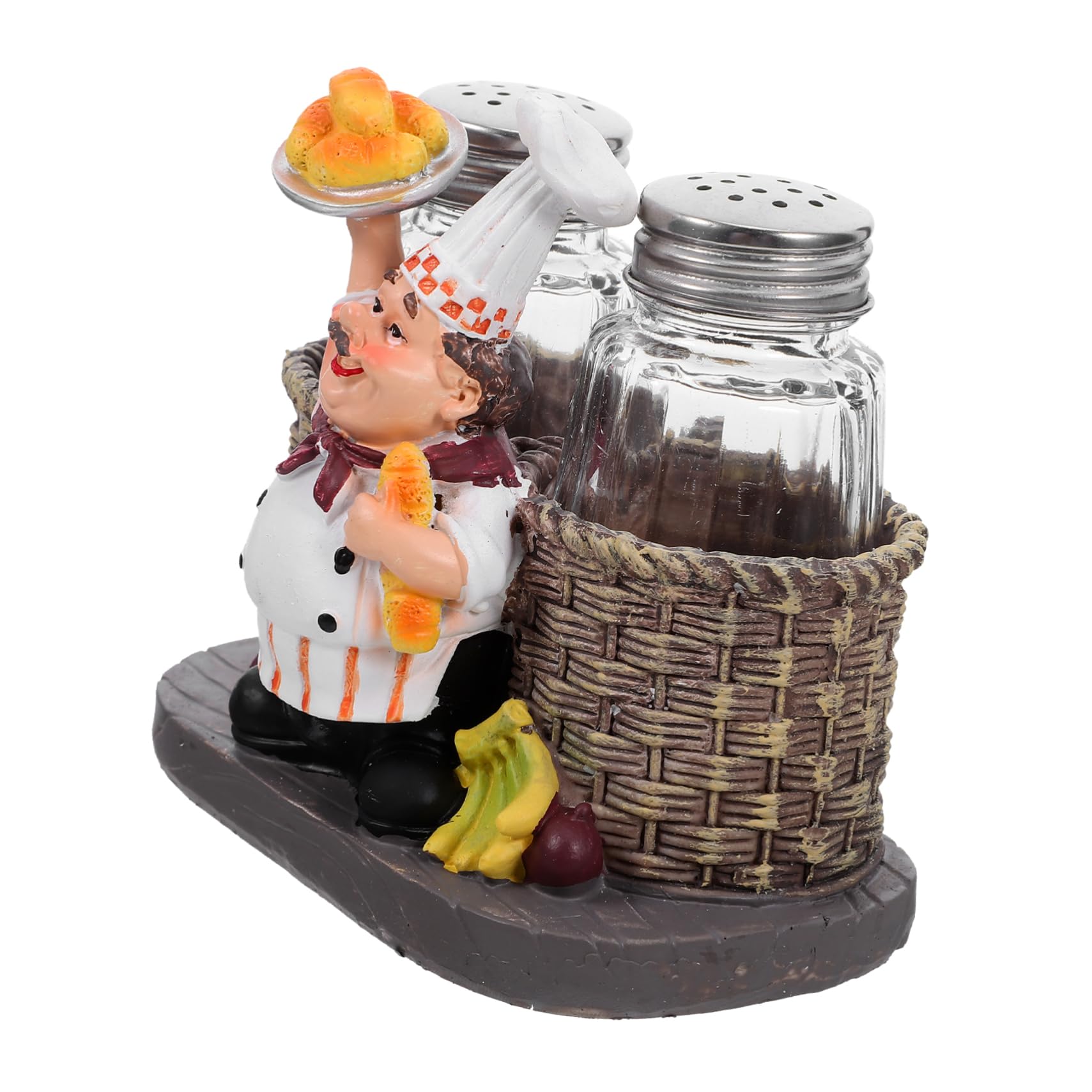 Amosfun 5 Pz L'ampolla Dello Chef Di Spezie Sale Organizzatore Arredamento Cucina Chef Bottiglia Di Agitatore Di Statua Dello Chef Seduto Acciaio Inossidabile