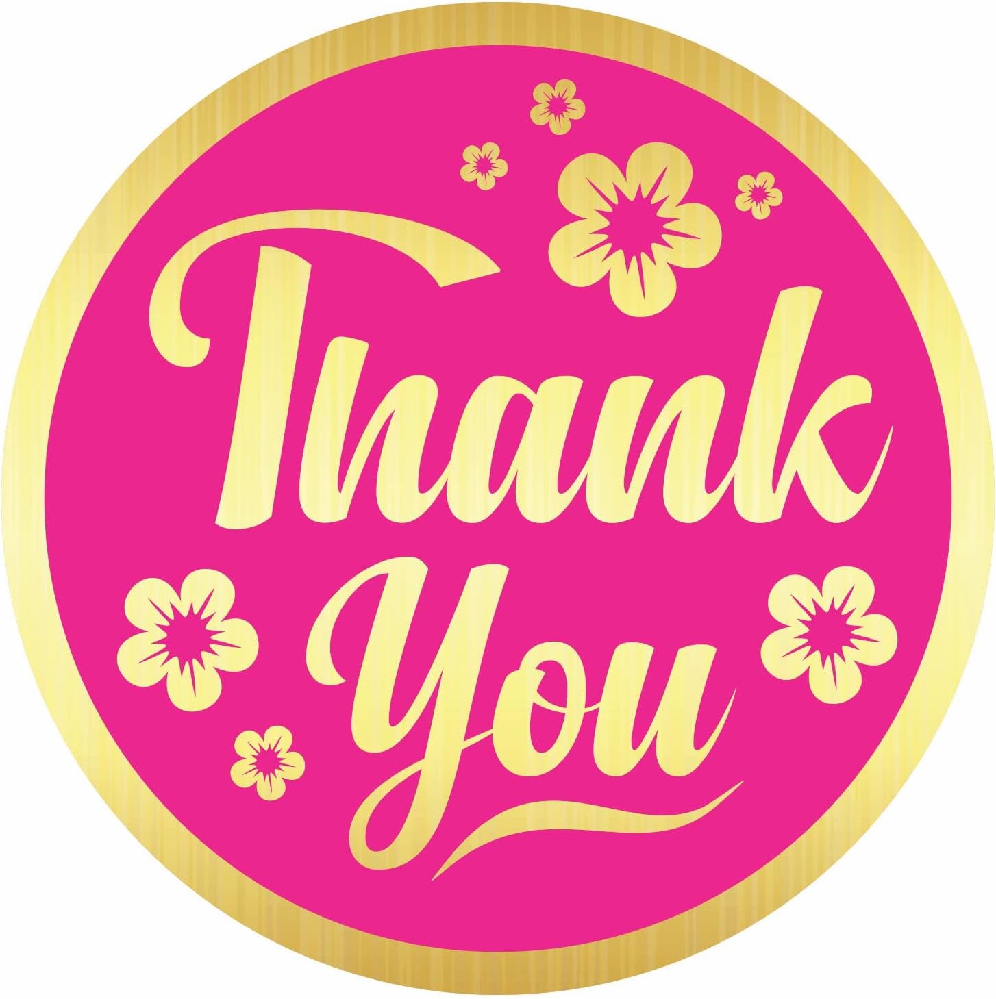 Thank You Stickers Seals Labels (Pack of 120) 2" Large Round Gold Foil Stamping on Magenta for Cards Gift Envelopes Boxes