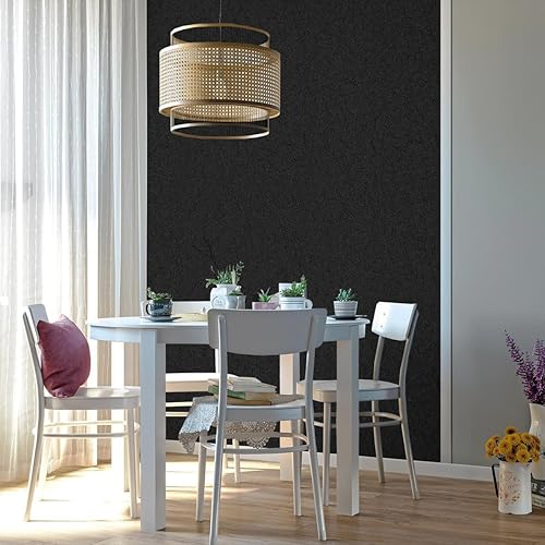 Miniatura 7 de Papel tapiz negro para despegar y pegar, papel de contacto negro de 17.7 x 393.7 pulgadas, papel de contacto autoadhesivo de seda, papel tapiz