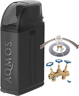 Aqmos R2D2-48 BLACK EDITION Wasserenthärtungsanlage mit Anschlussset 1" und Montageblock 1" | Enthärtungsanlage für Haushalte bis zu 5 Personen | Entkalkungsanlage Entkalker für weiches Wasser